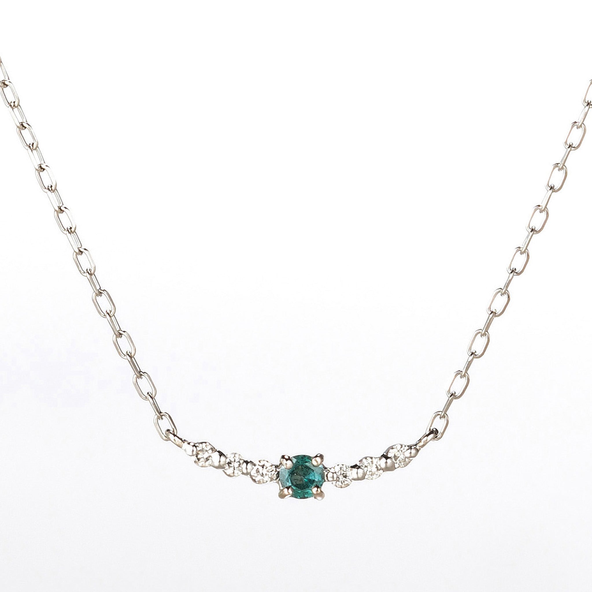 アレキサンドライト/ダイヤモンド プラチナネックレス(6月誕生石)《25H00509》