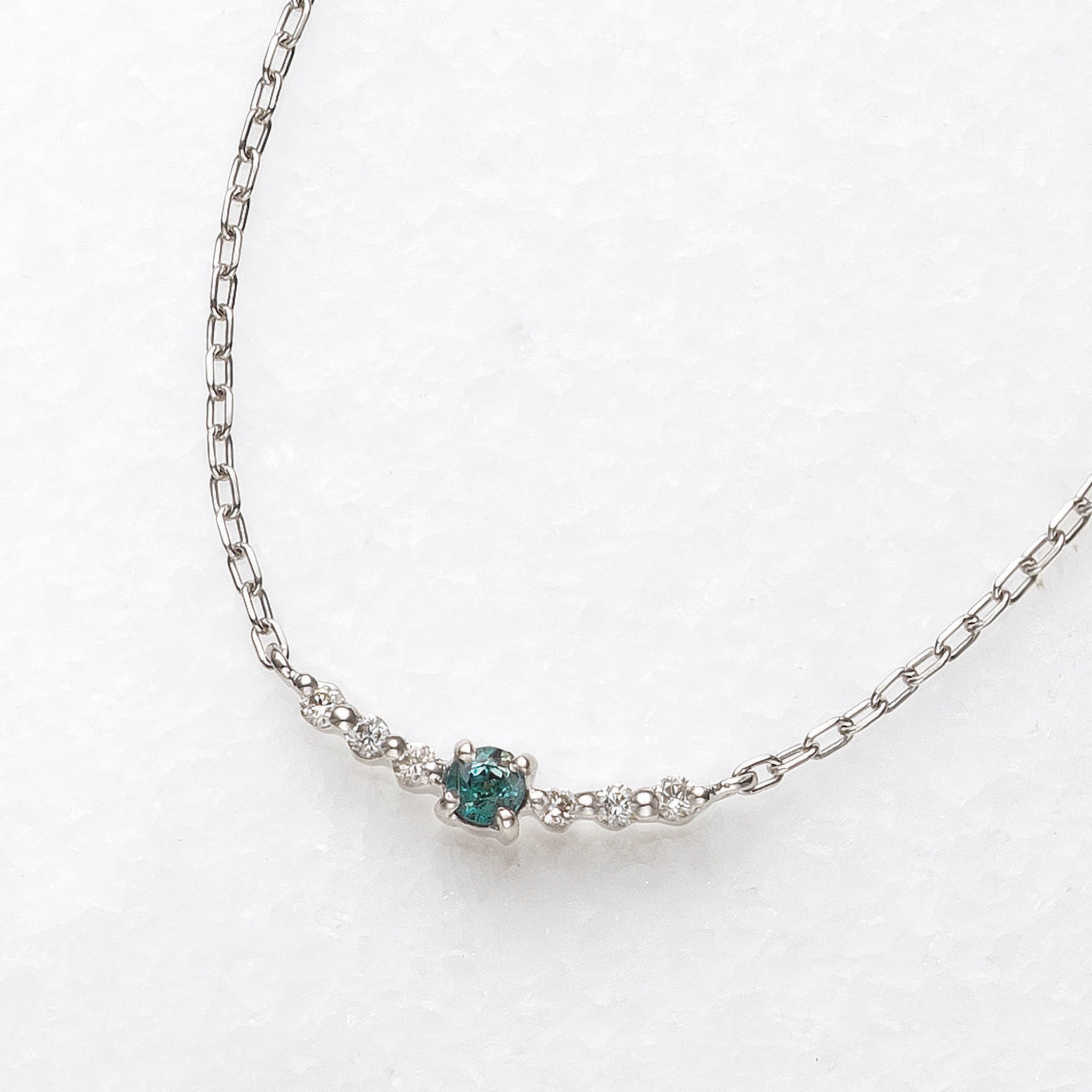 アレキサンドライト/ダイヤモンド プラチナネックレス(6月誕生石)《25H00509》