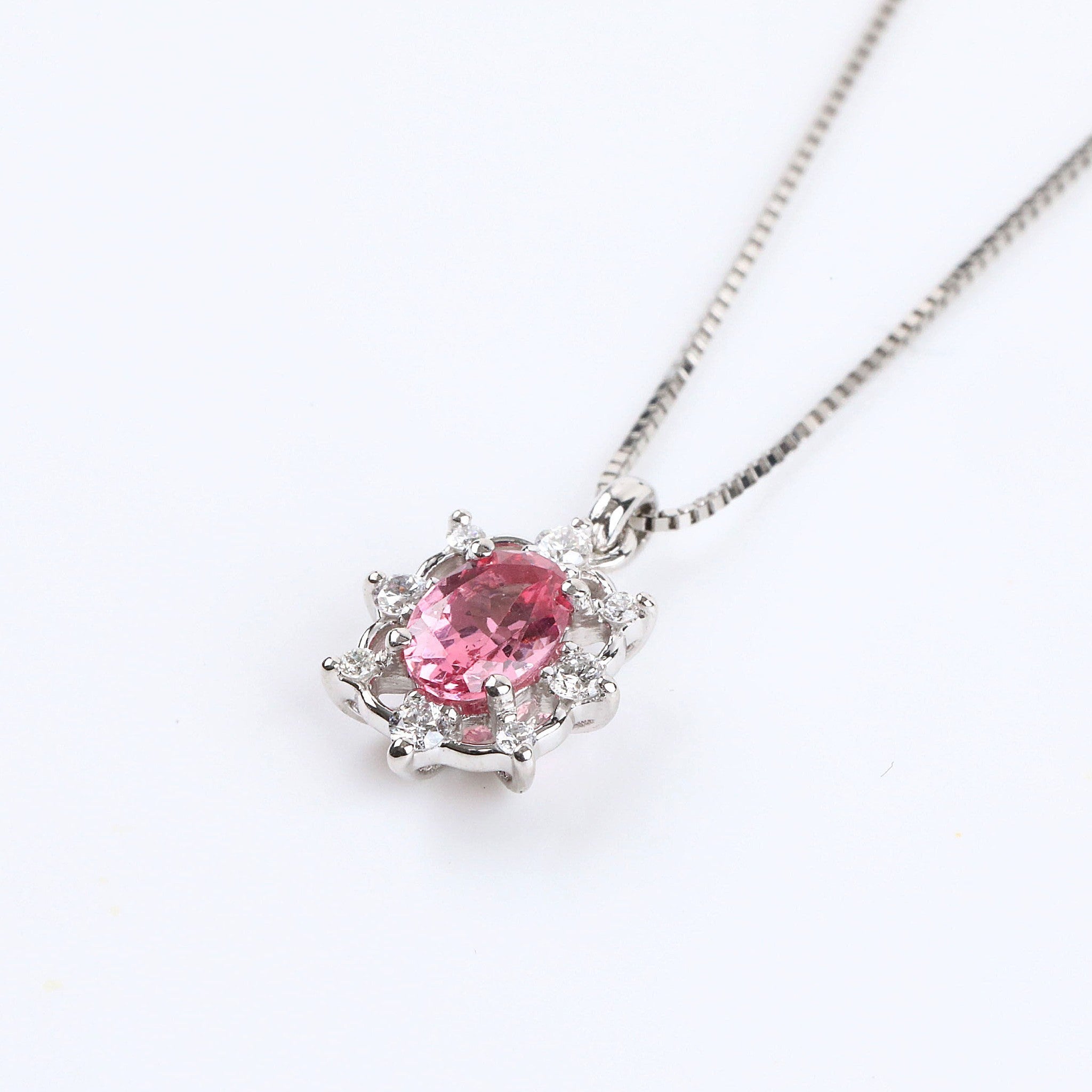 ピンクスピネル/ダイヤモンド プラチナネックレス(8月誕生石/鑑別書付)《25H00604》