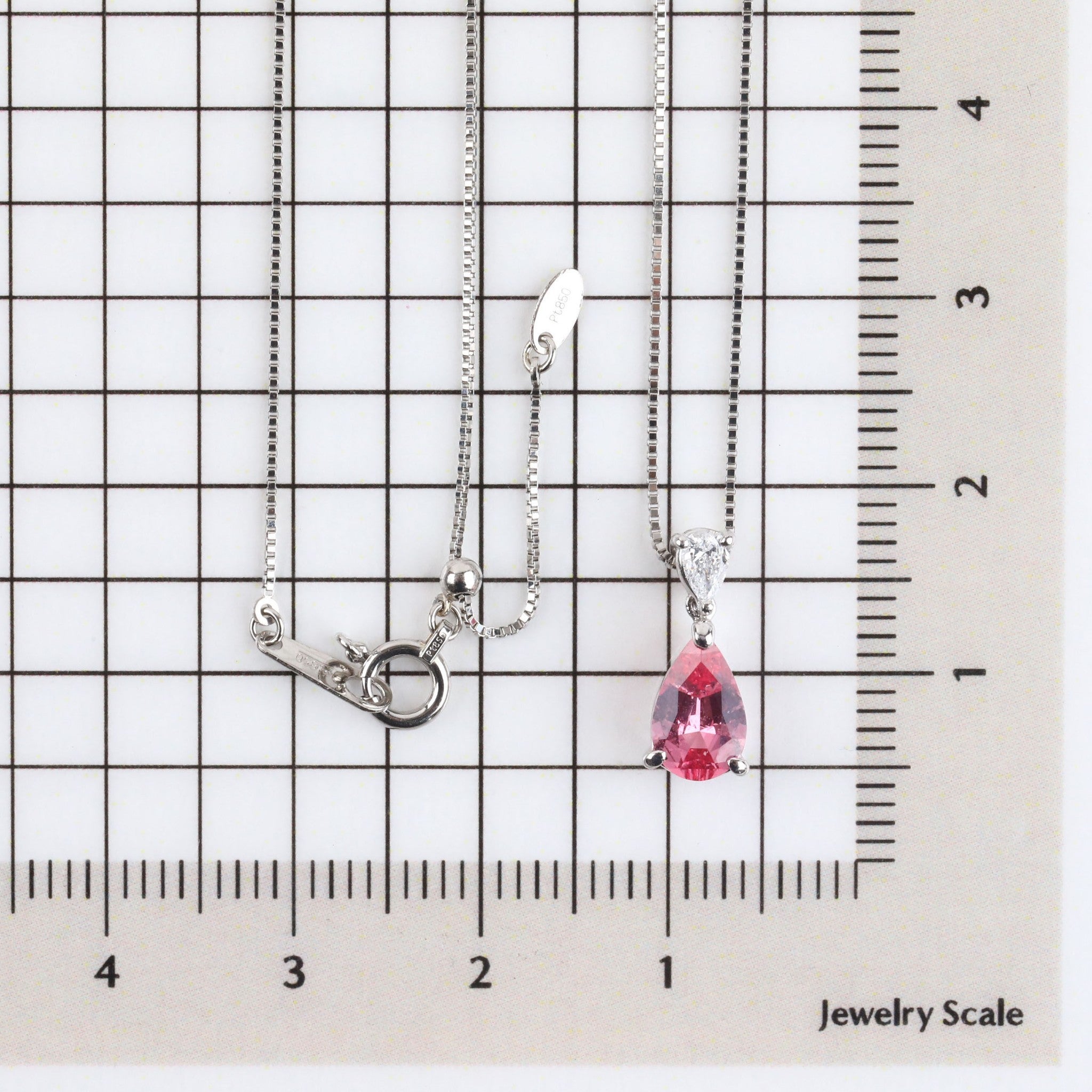 【限定1点】ピンクスピネル/ダイヤモンド プラチナネックレス(ペアシェイプ/8月誕生石/鑑別書付)《25H00605》