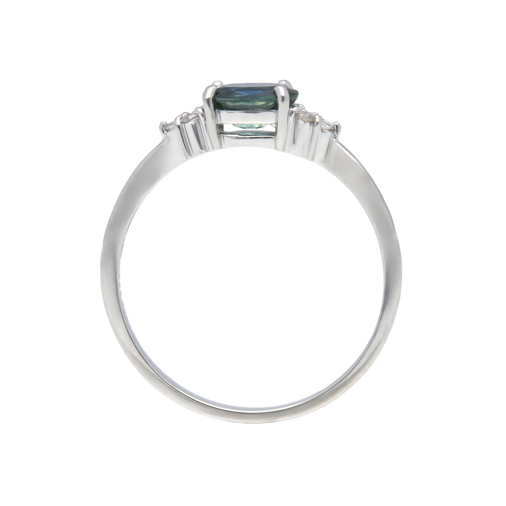 ティールサファイア/ダイヤモンド プラチナリング(非加熱/9月誕生石/鑑別書付)《25H00702》