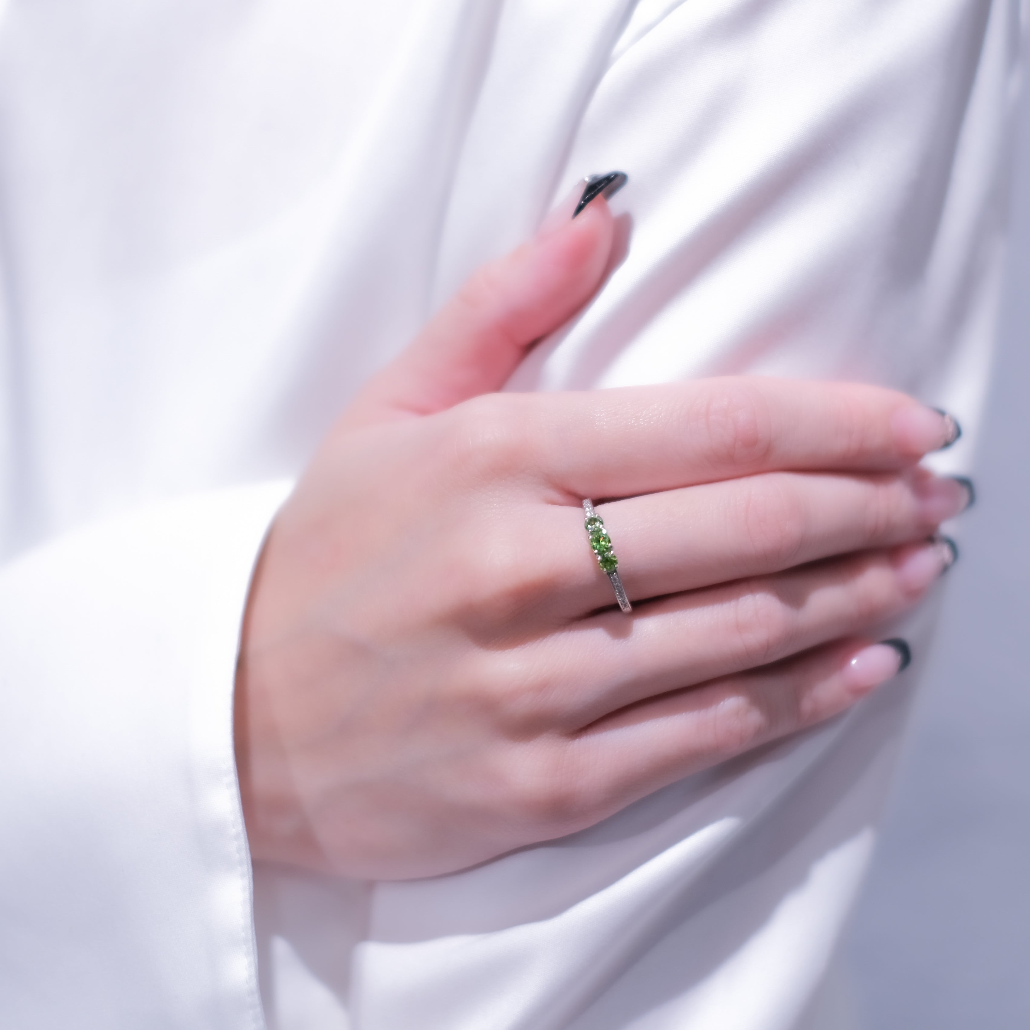 デマントイドガーネット/ダイヤモンド プラチナリング(1月誕生石)《25H00708》