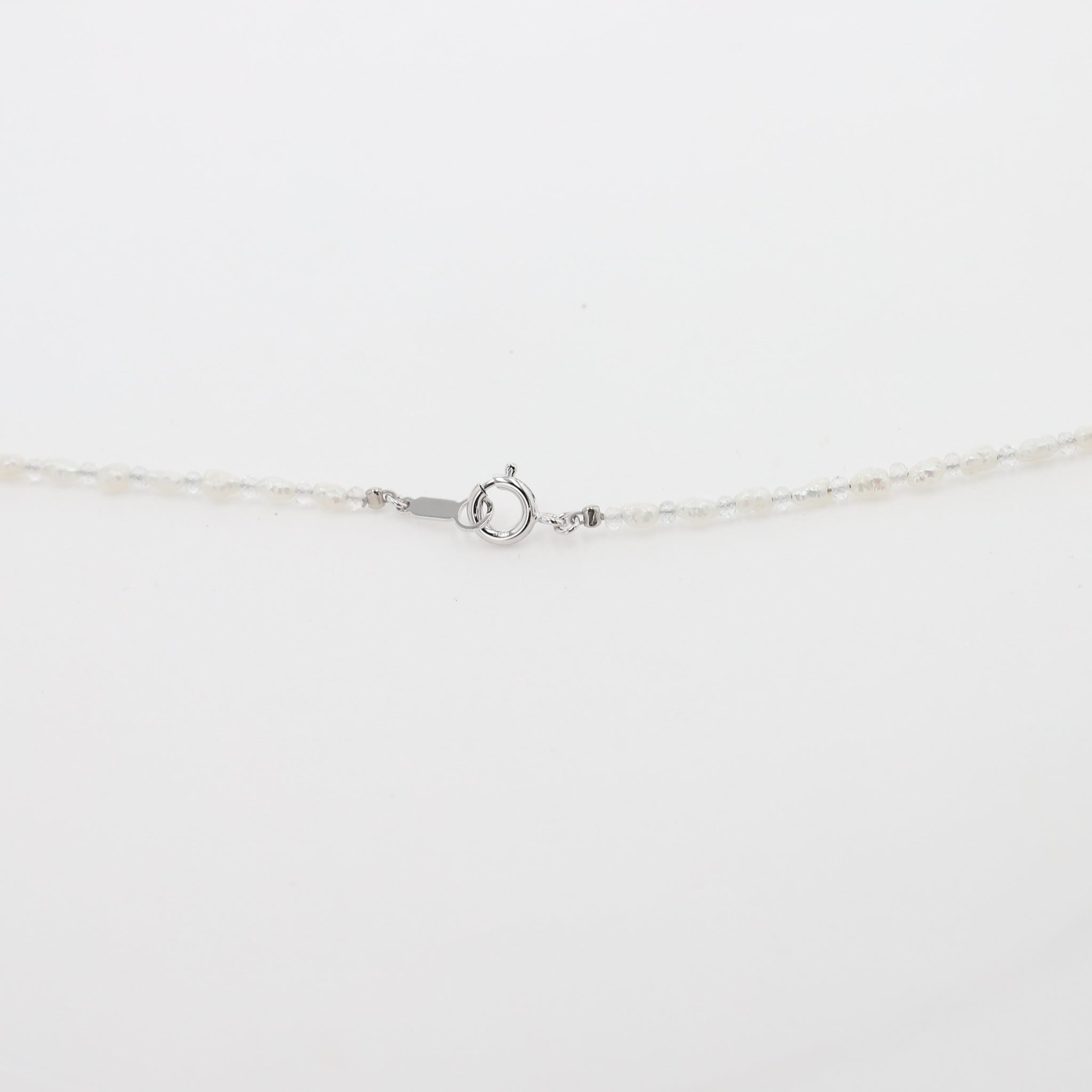 ムーンストーン/パール シルバーネックレス(淡水真珠/2~2.5mm/ロング/70cm)《25H00810》