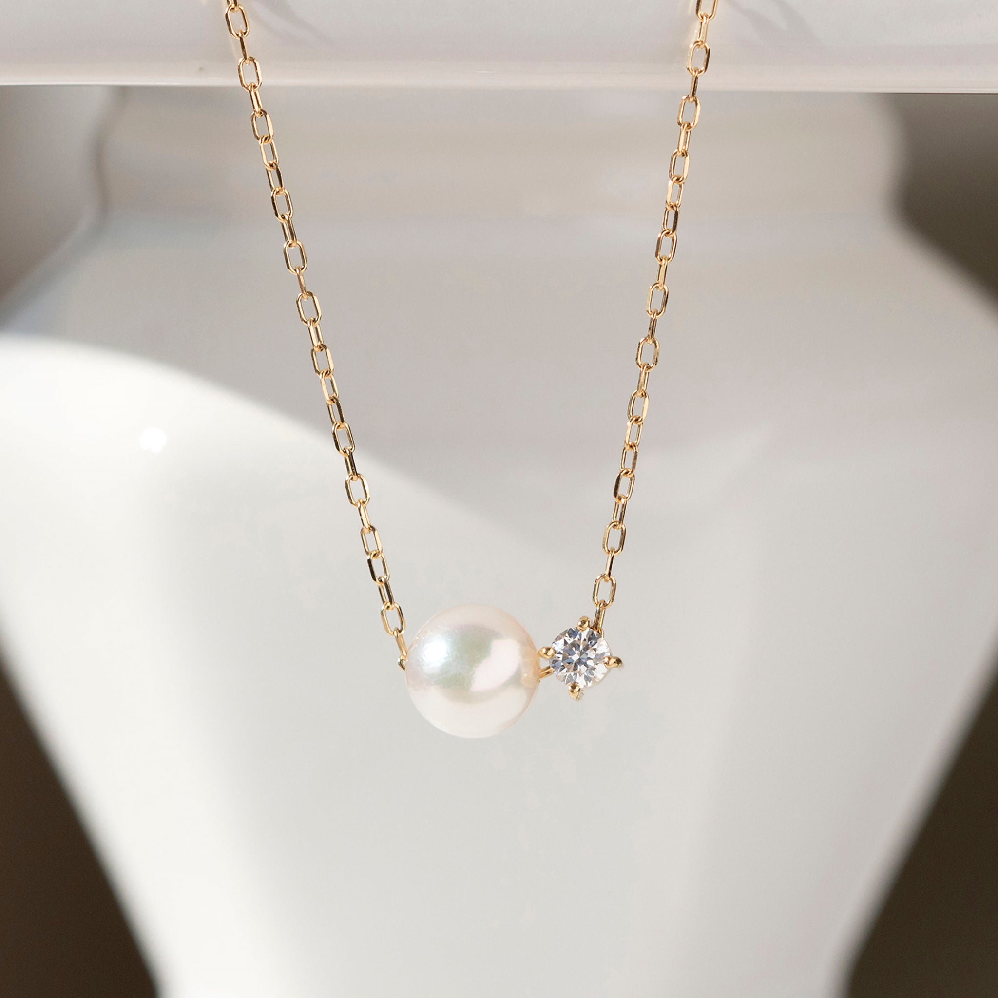 パール/ダイヤモンド K18ネックレス(アコヤ真珠/約6mm/6月誕生石)《25H00901》