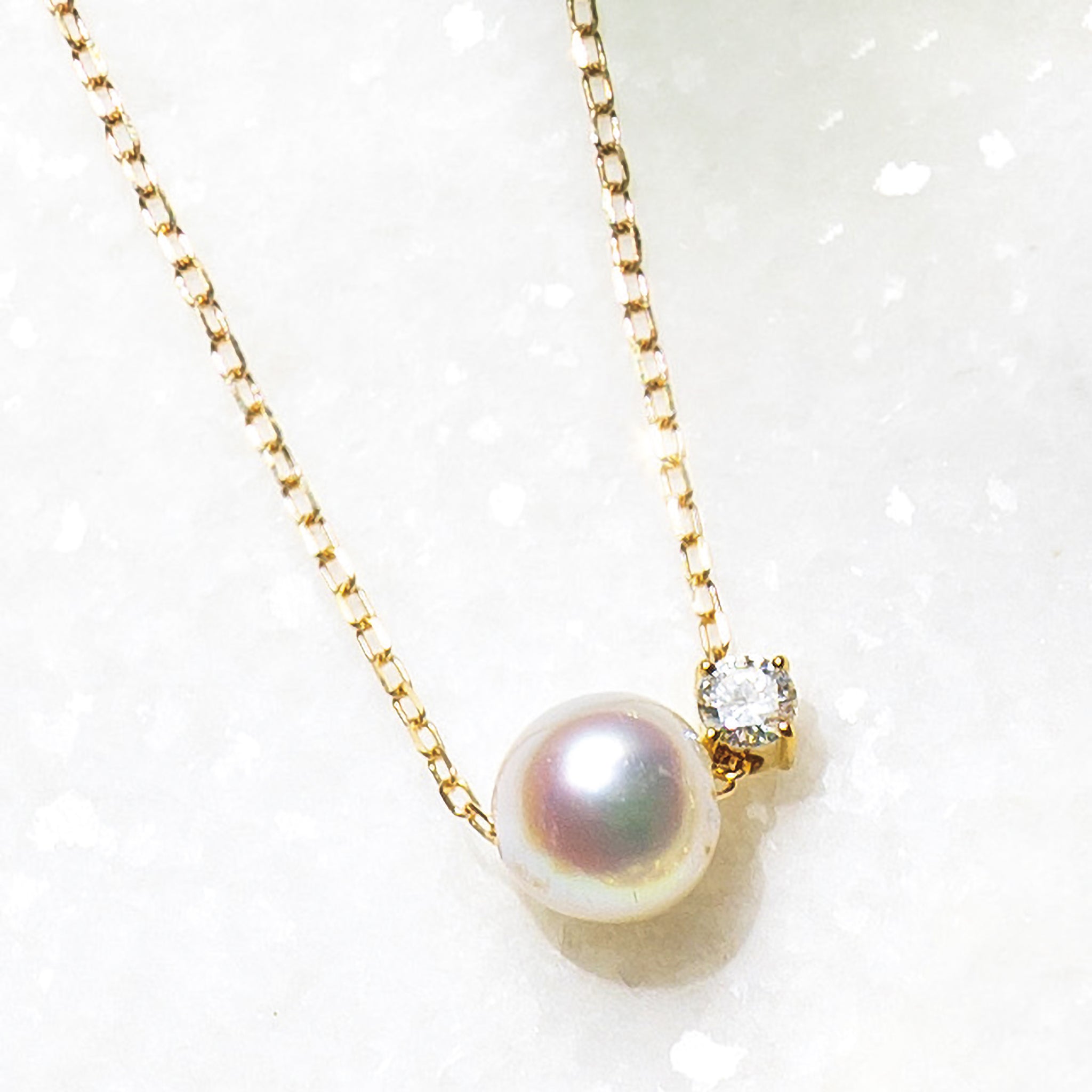 パール/ダイヤモンド K18ネックレス(アコヤ真珠/約6mm/6月誕生石)《25H00901》