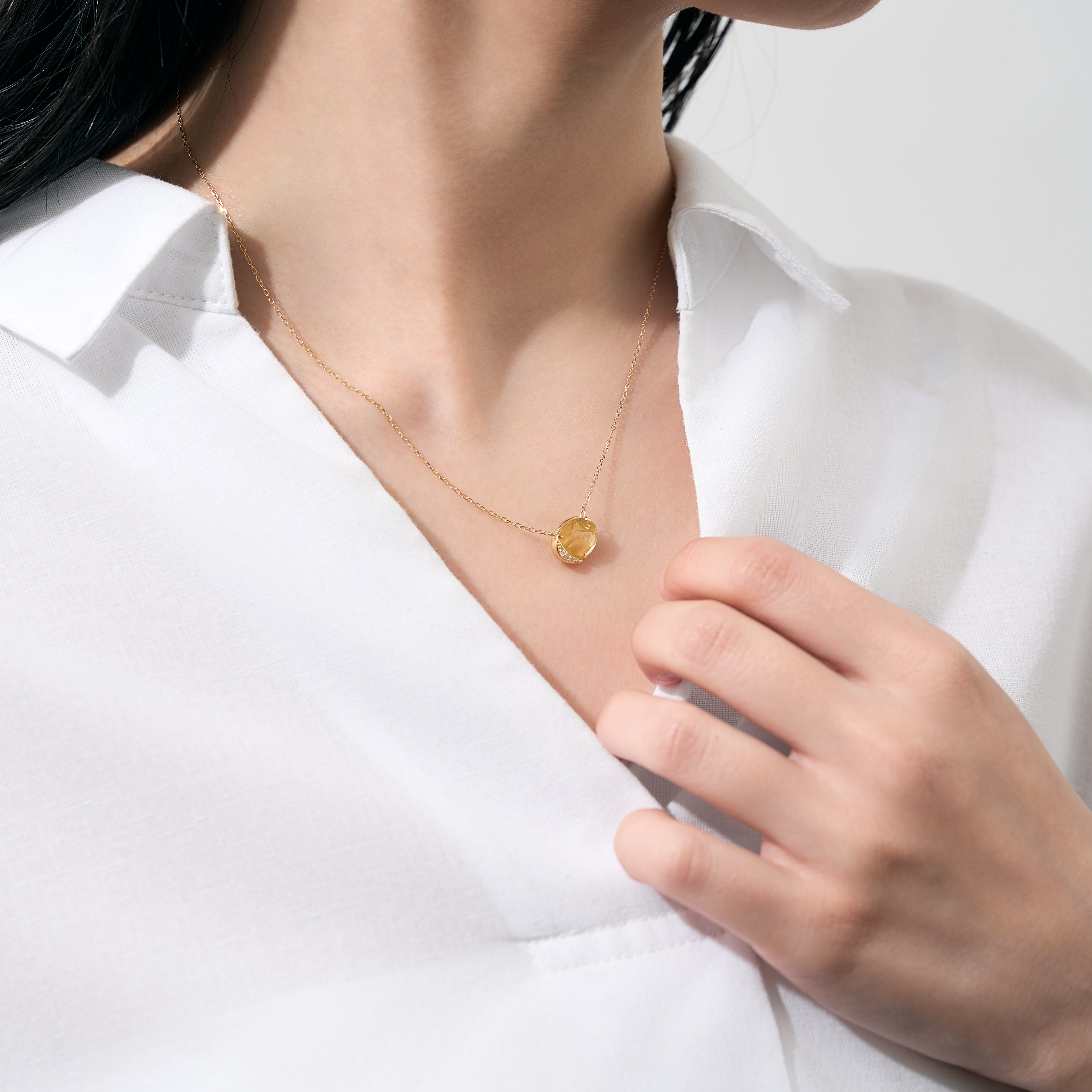 クォーツ/ダイヤモンド K18ネックレス(1.5カラット)《25H00902》