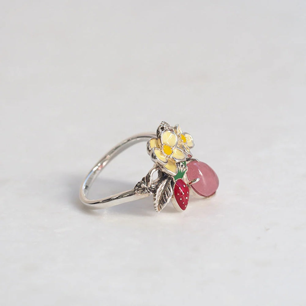 エナメル/ロードクロサイト シルバーリング(イチゴモチーフ)《25H01004》