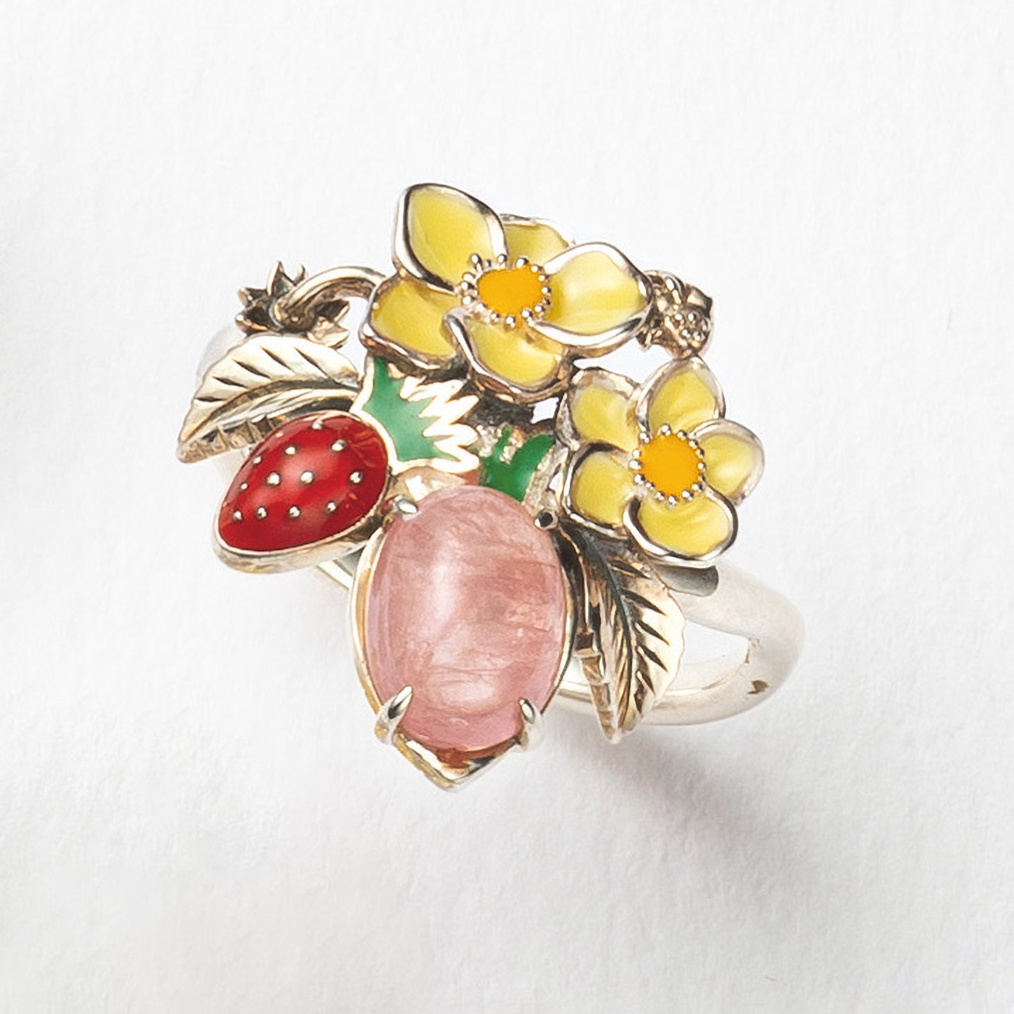 エナメル/ロードクロサイト シルバーリング(イチゴモチーフ)《25H01004》