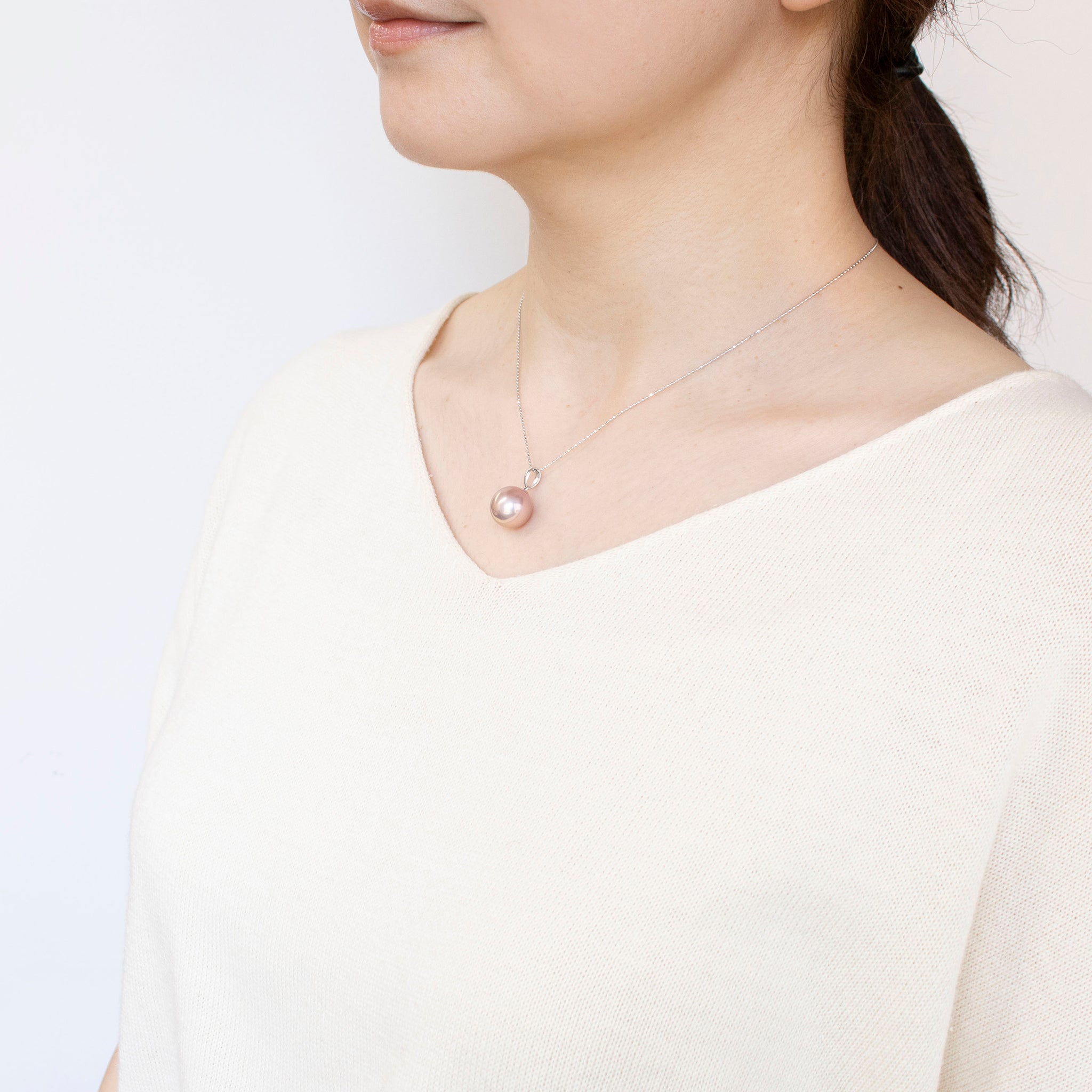 パール K18ネックレス(淡水真珠/11mm/パープル系/6月誕生石)《25H01103》