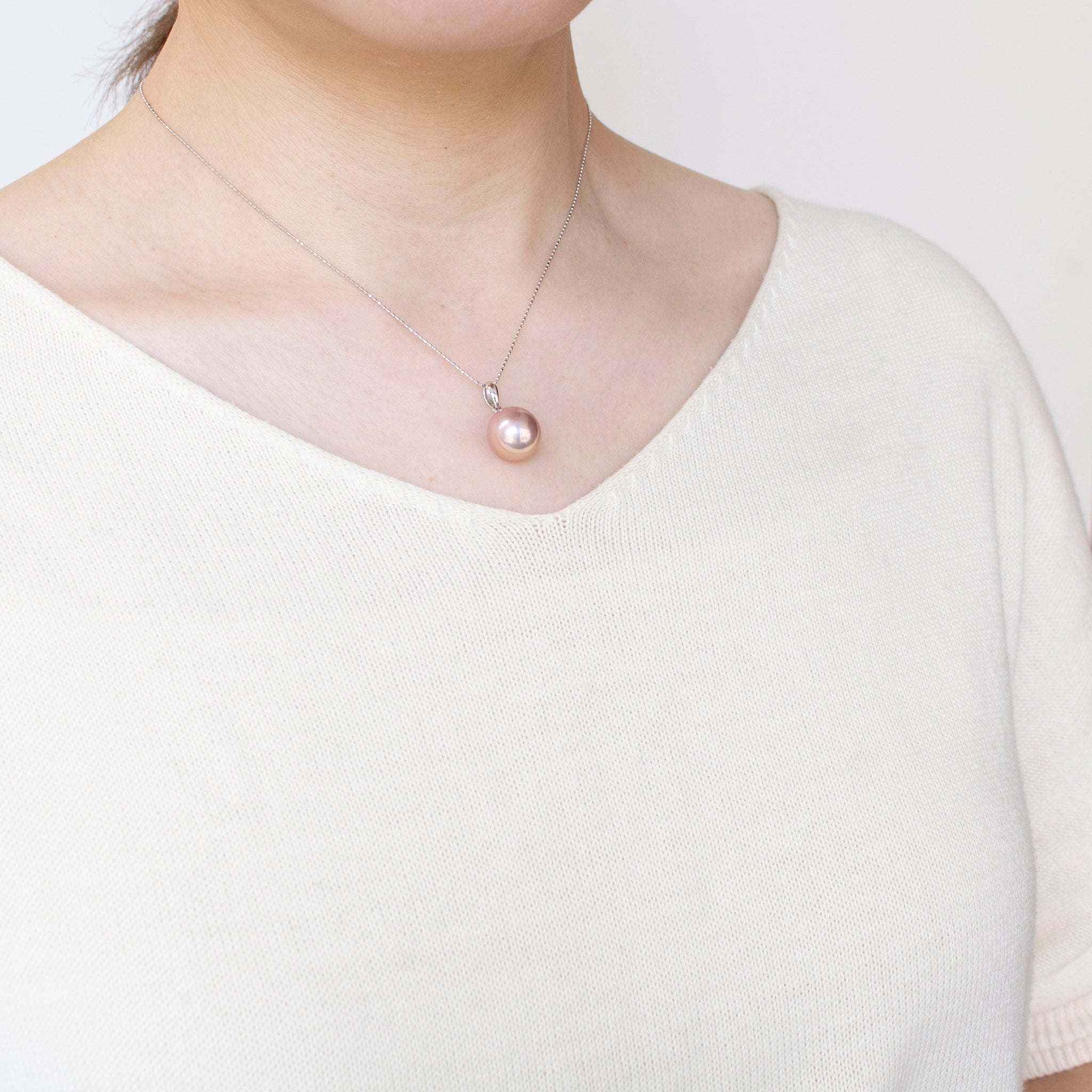 パール K18ネックレス(淡水真珠/11mm/パープル系/6月誕生石)《25H01103》