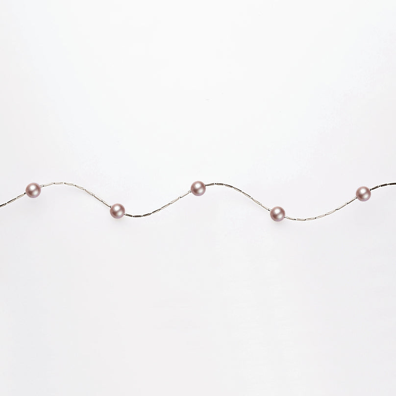 パール K18ブレスレット(淡水真珠/9mm・10mm/パープル系/形状記憶/フリーサイズ/6月誕生石)《25H01105》