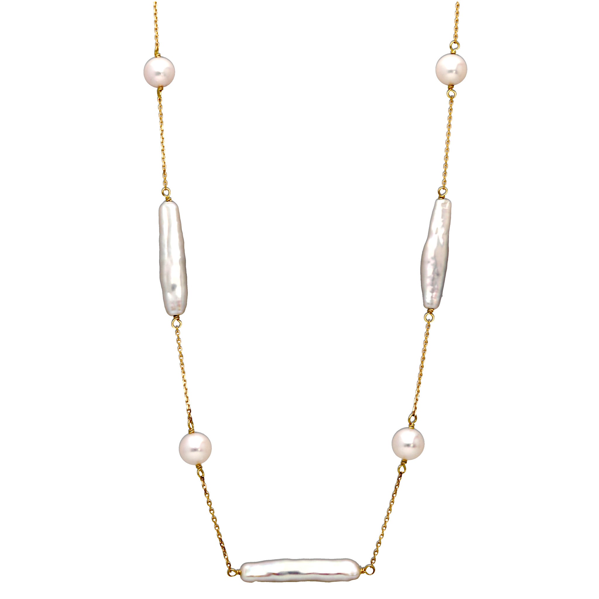 【限定7点】パール K18ネックレス(アコヤ真珠/6.5mm/淡水真珠/ロング/78cm/ステーション/6月誕生石)《25H01107》