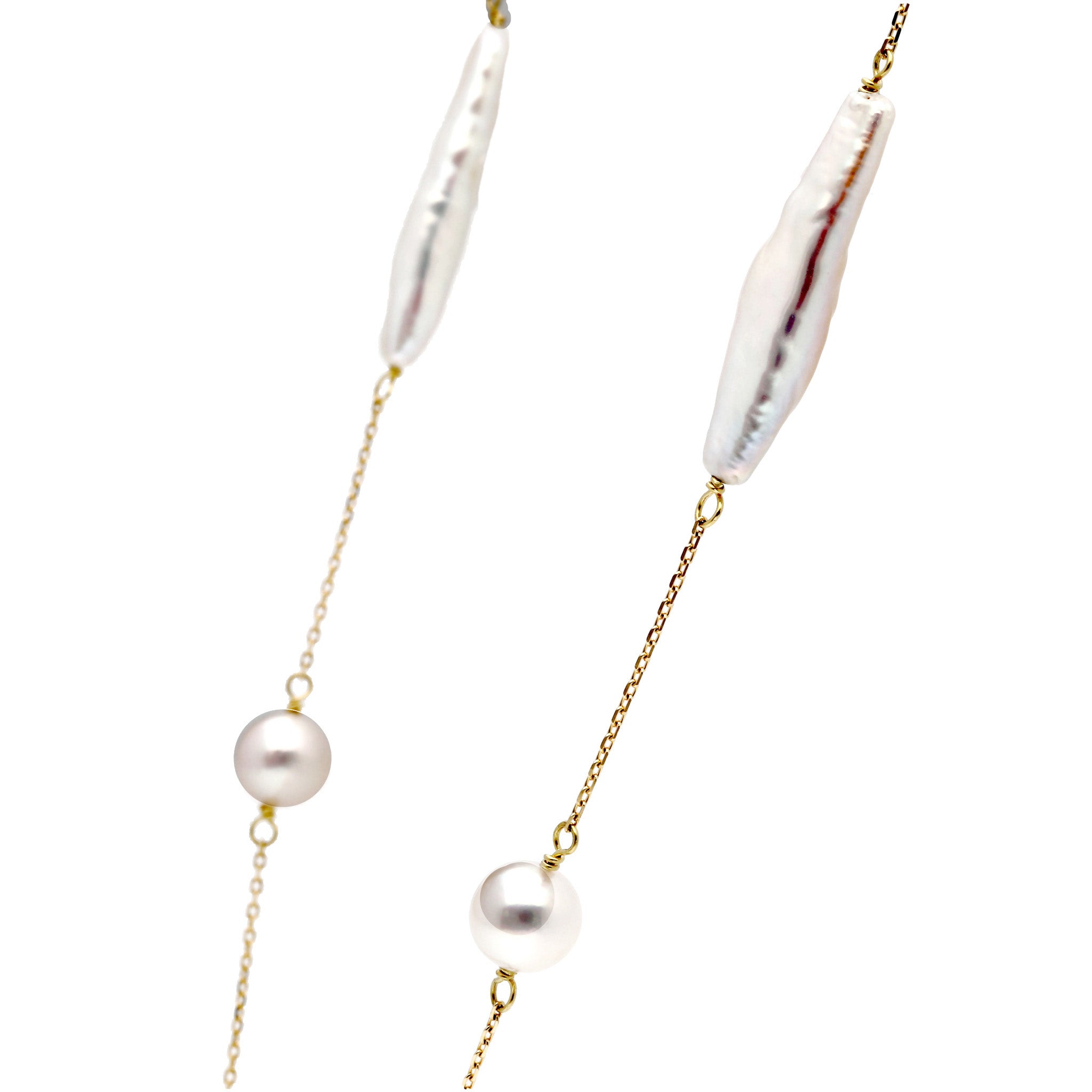 【限定7点】パール K18ネックレス(アコヤ真珠/6.5mm/淡水真珠/ロング/78cm/ステーション/6月誕生石)《25H01107》