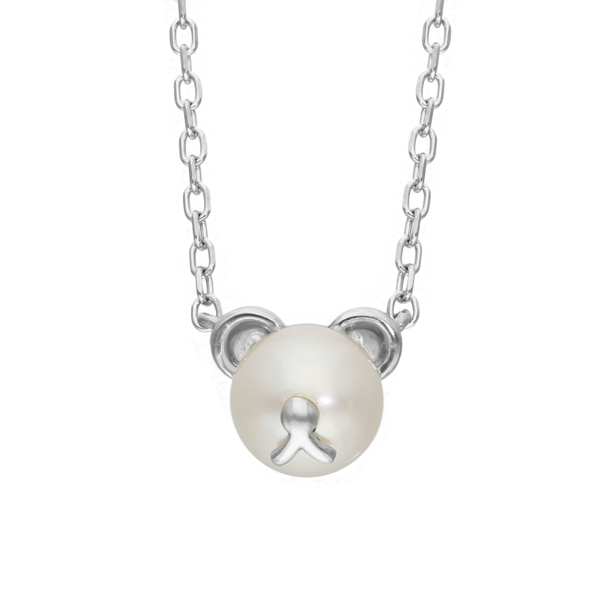 パール プラチナネックレス(淡水真珠/5mm/クマモチーフ/6月誕生石)《25H01202》