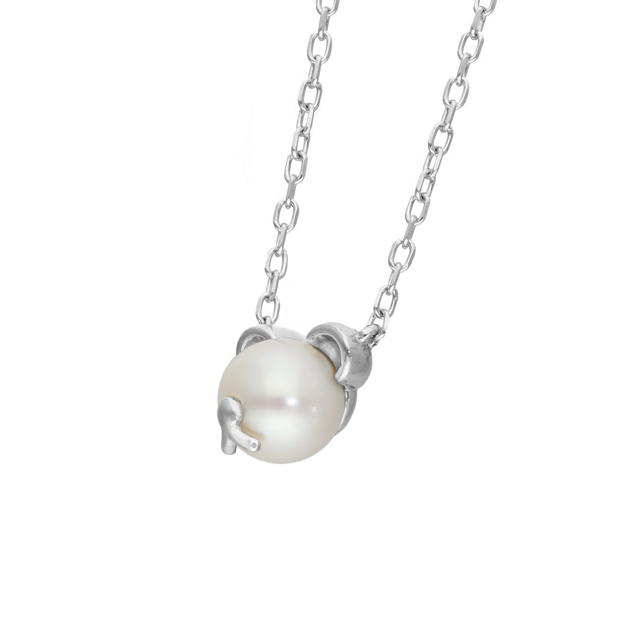 パール プラチナネックレス(淡水真珠/5mm/クマモチーフ/6月誕生石)《25H01202》