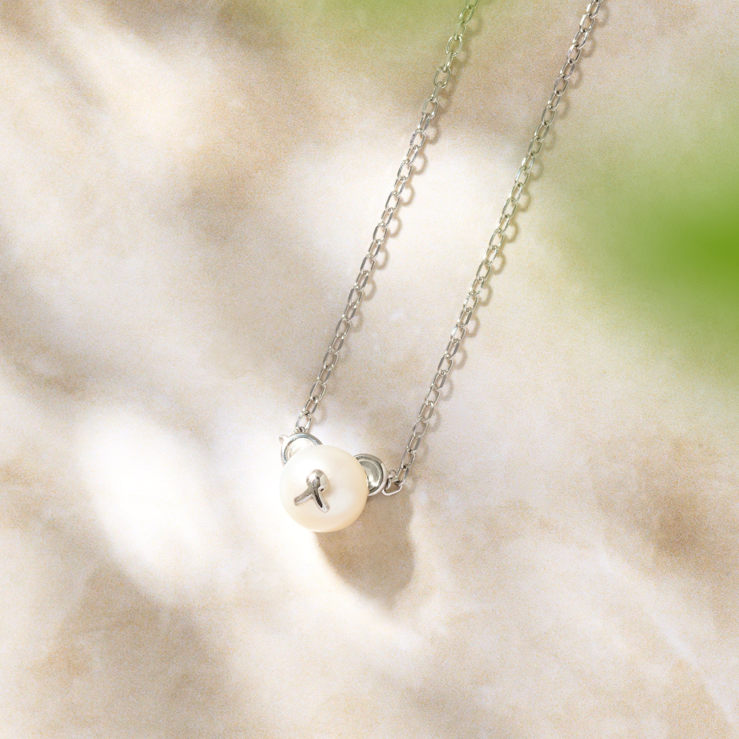 パール プラチナネックレス(淡水真珠/5mm/クマモチーフ/6月誕生石)《25H01202》