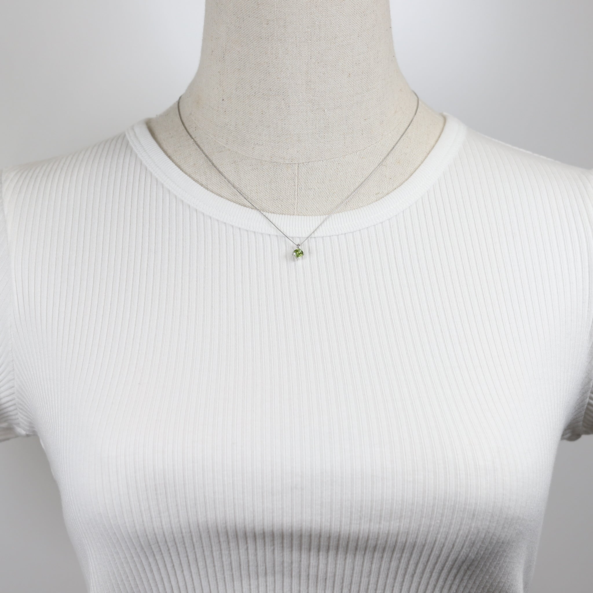 スフェーン/ダイヤモンド プラチナネックレス(クッションシェイプ/7月誕生石)《25H01204》