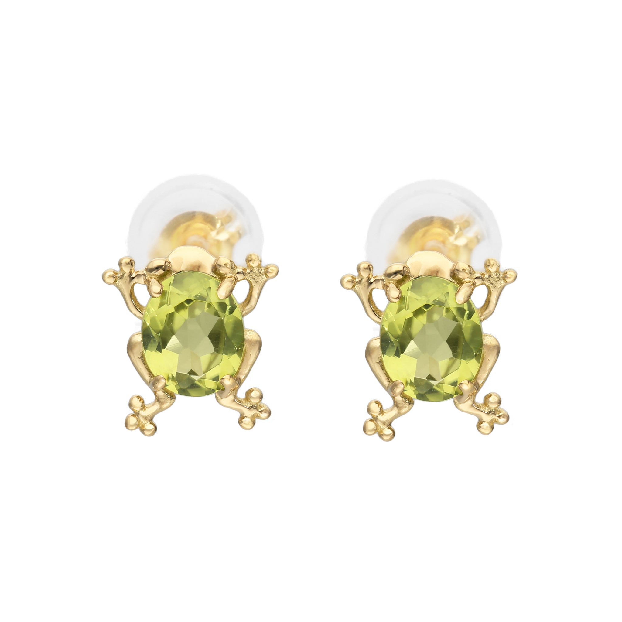 【限定10点】ペリドット K18ピアス(カエルモチーフ/8月誕生石)《25H01301》