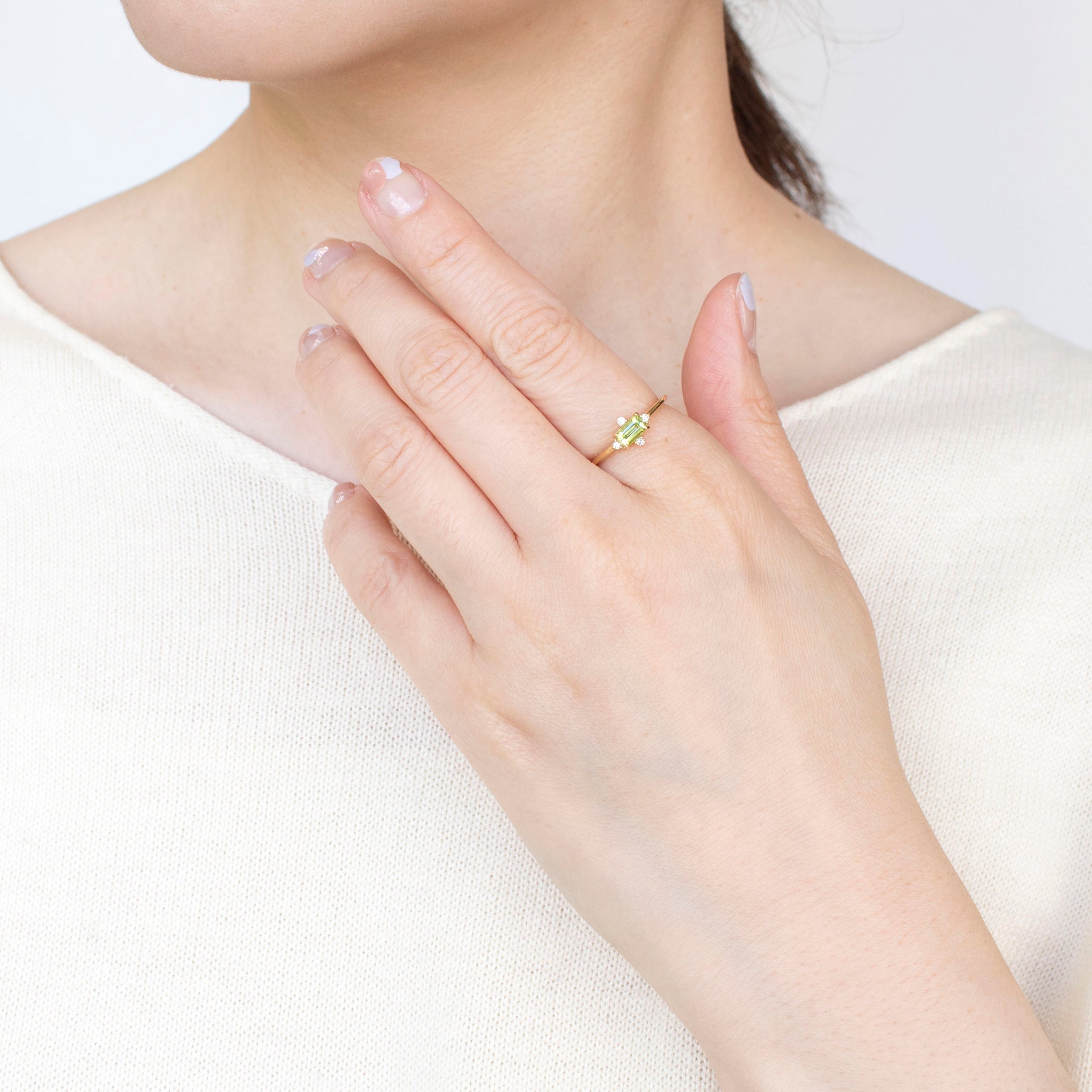 ペリドット/ダイヤモンド K18リング(8月誕生石)《25H01303》