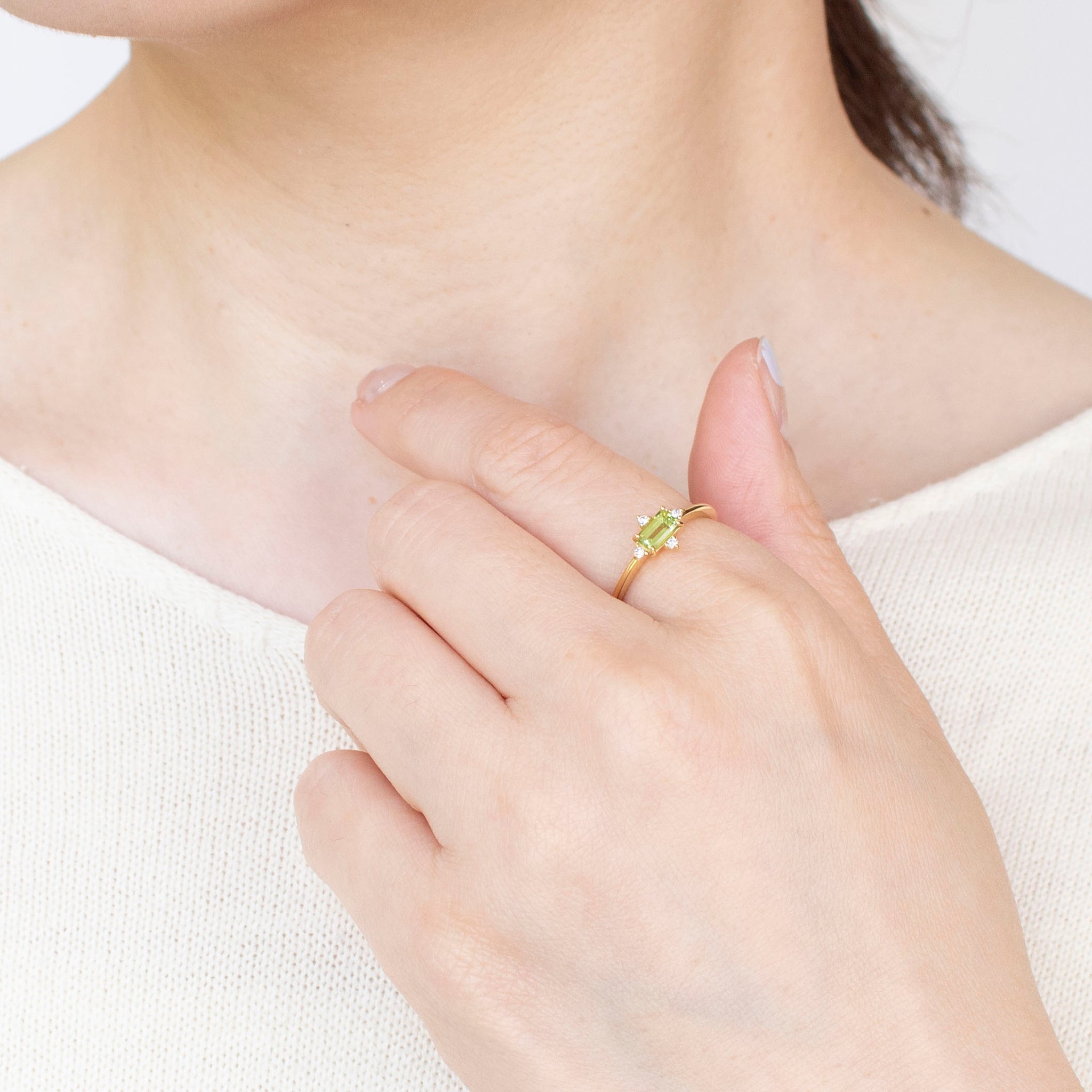 ペリドット/ダイヤモンド K18リング(8月誕生石)《25H01303》
