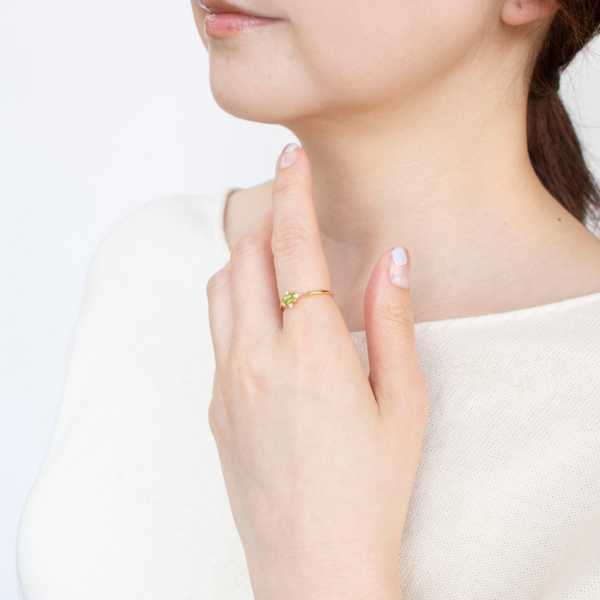 ペリドット/ダイヤモンド K18リング(8月誕生石)《25H01303》