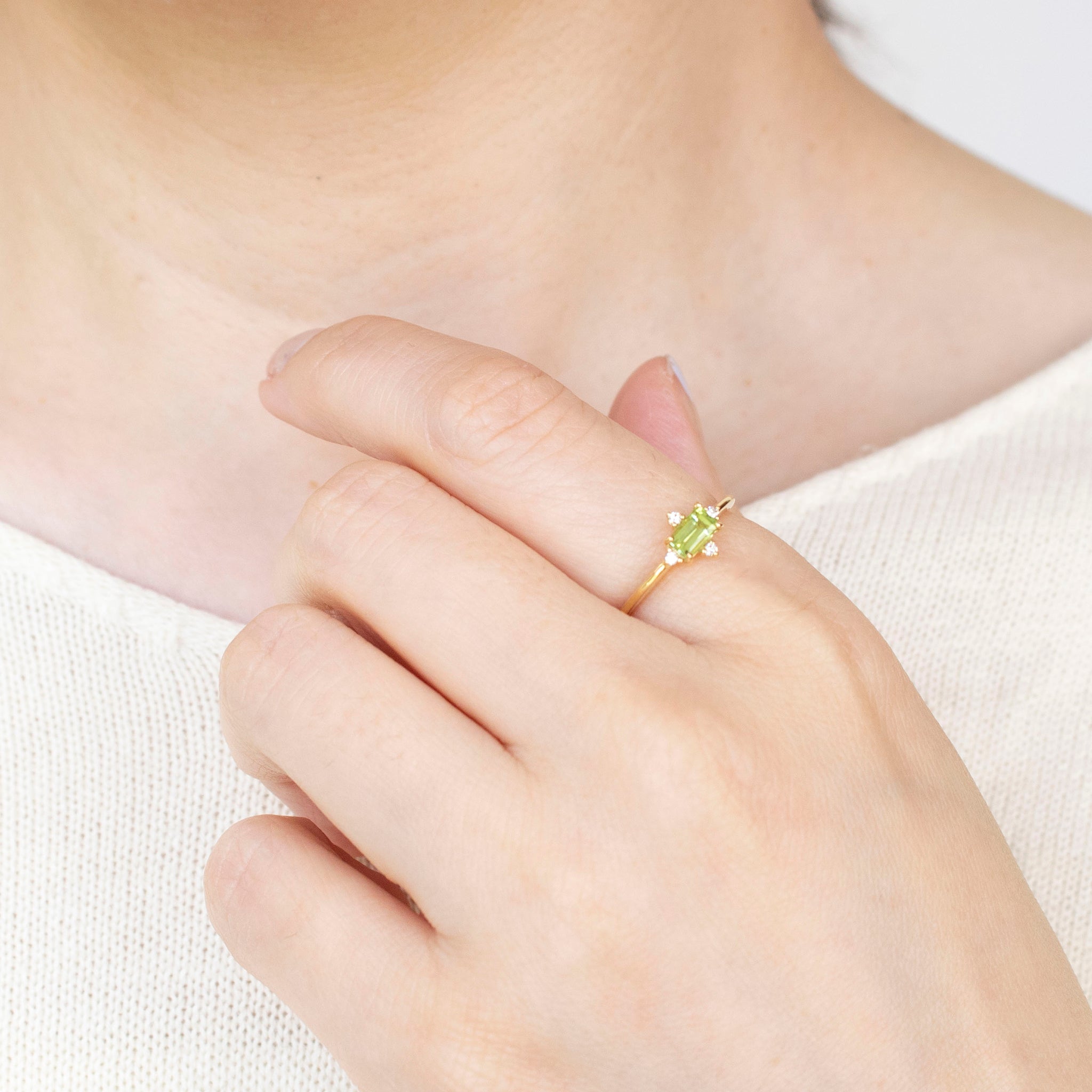 ペリドット/ダイヤモンド K18リング(8月誕生石)《25H01303》