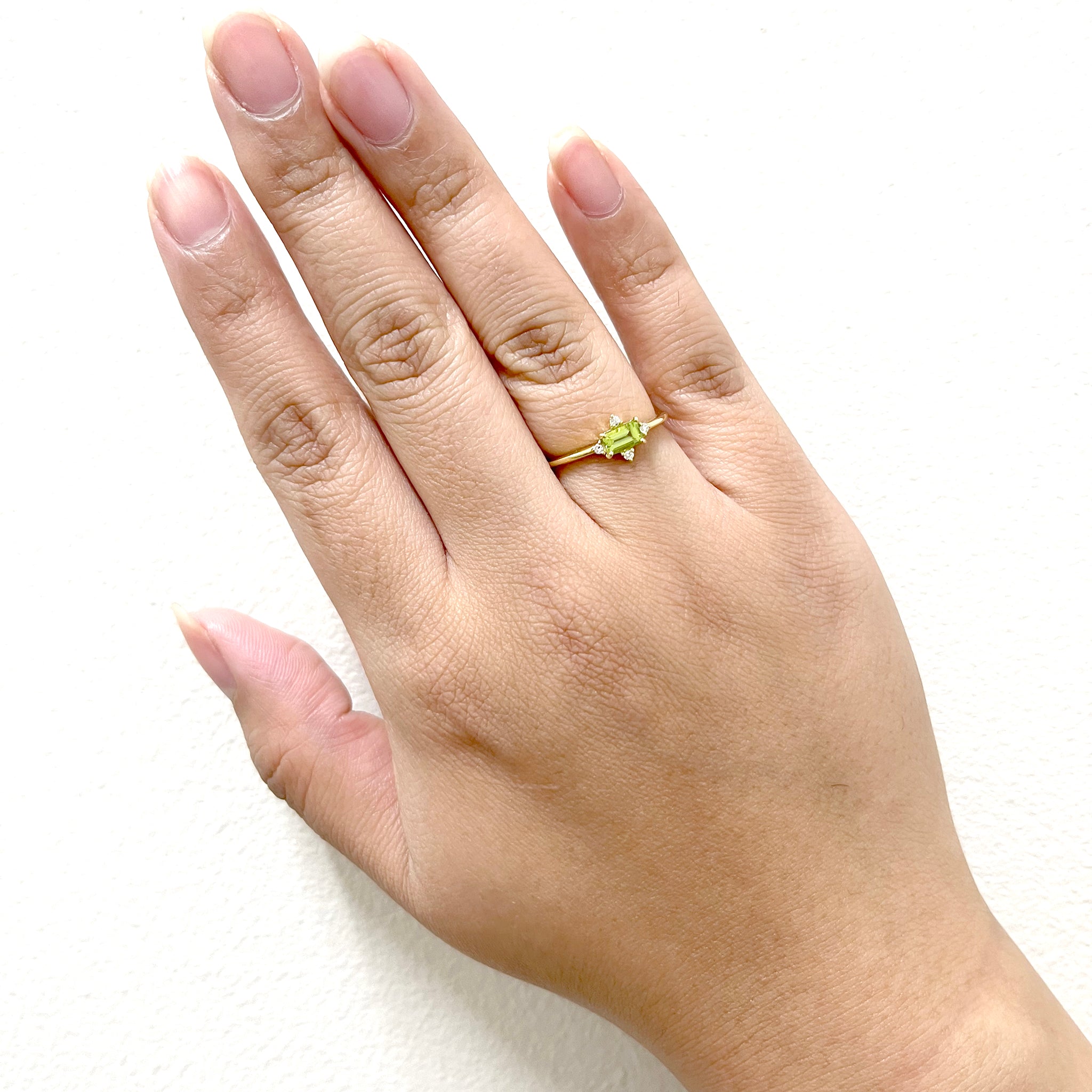 ペリドット/ダイヤモンド K18リング(8月誕生石)《25H01303》