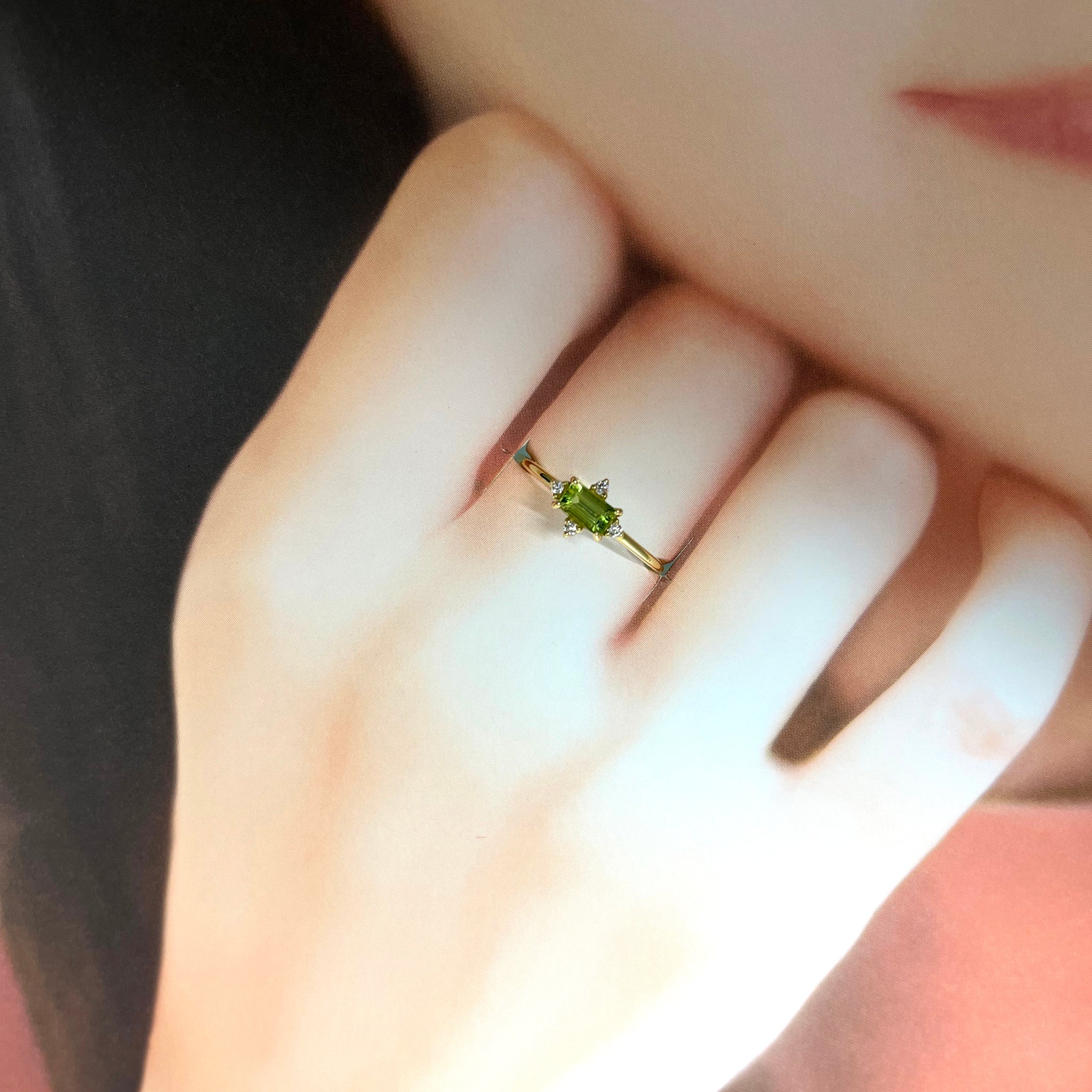 ペリドット/ダイヤモンド K18リング(8月誕生石)《25H01303》