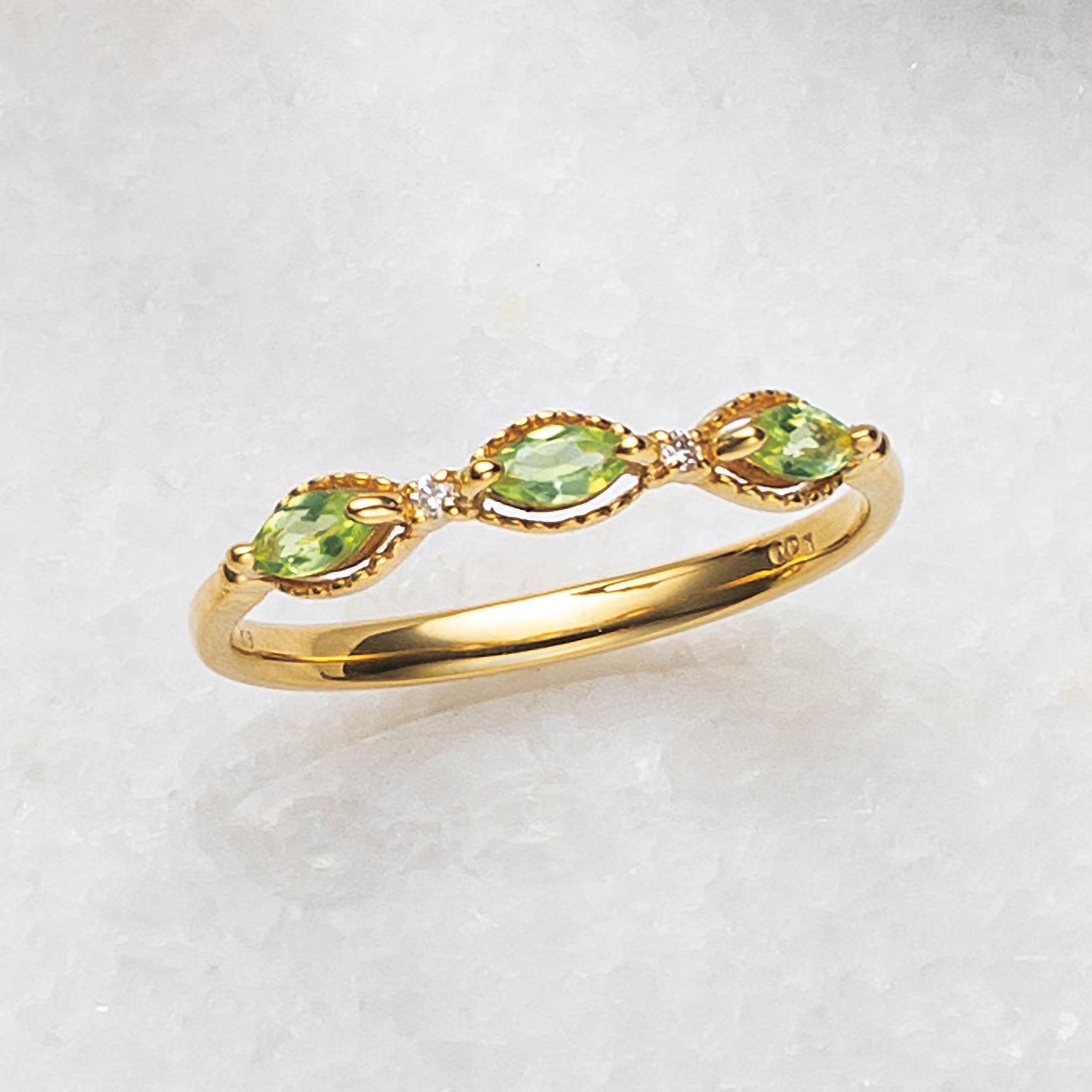 ペリドット/ダイヤモンド K18リング(マーキス/8月誕生石)《25H01304》