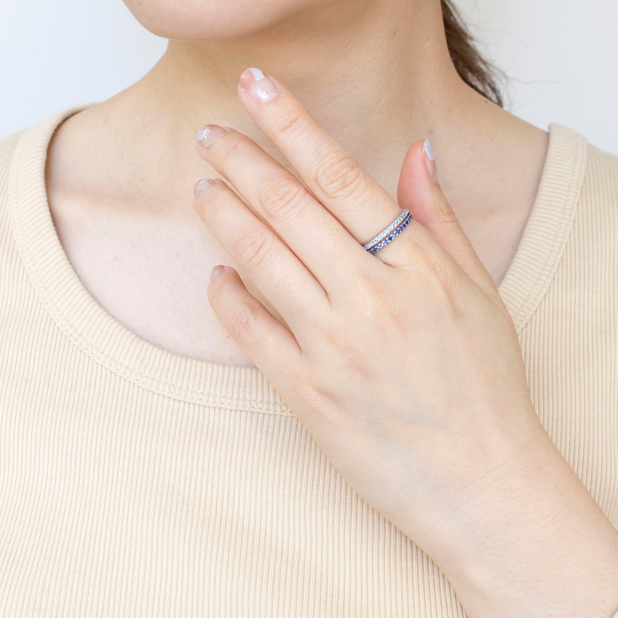 サファイア プラチナリング(9月誕生石)《25H01308》