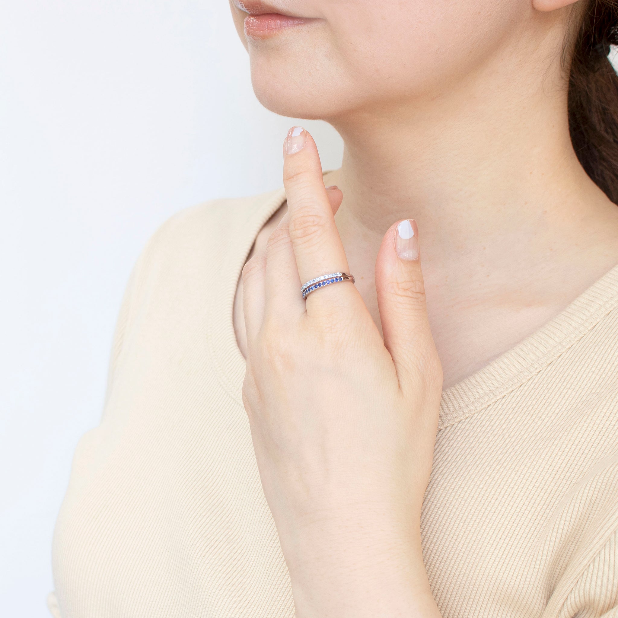 サファイア プラチナリング(9月誕生石)《25H01308》