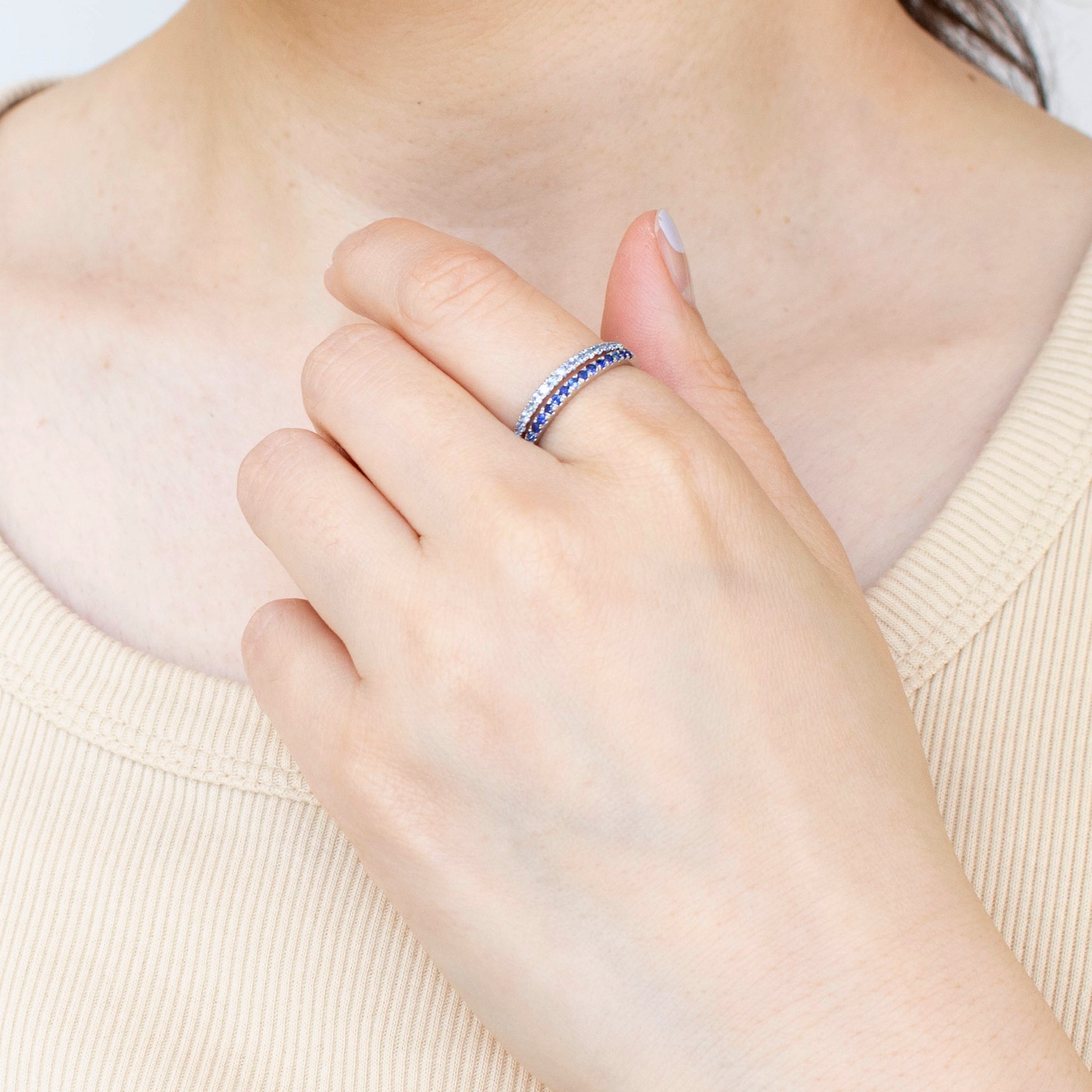 サファイア プラチナリング(9月誕生石)《25H01308》