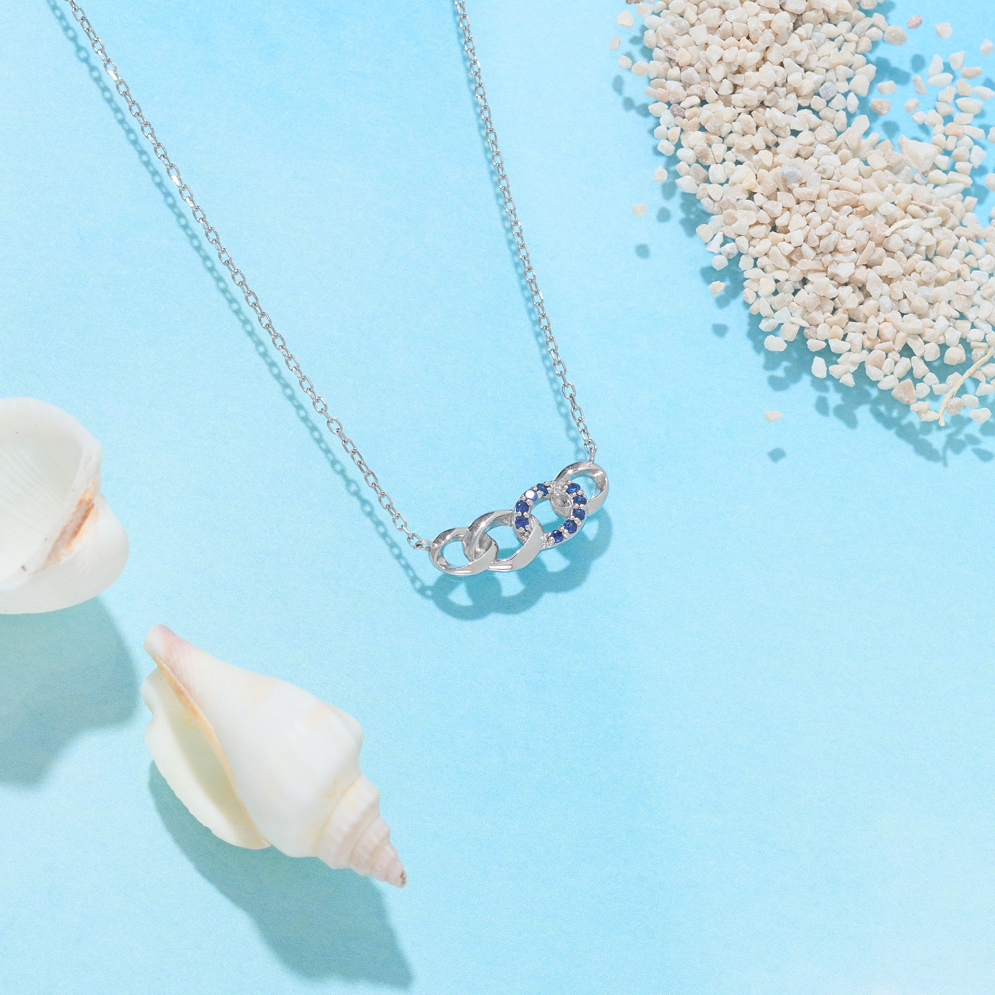 サファイア プラチナネックレス(9月誕生石)《25H01310》