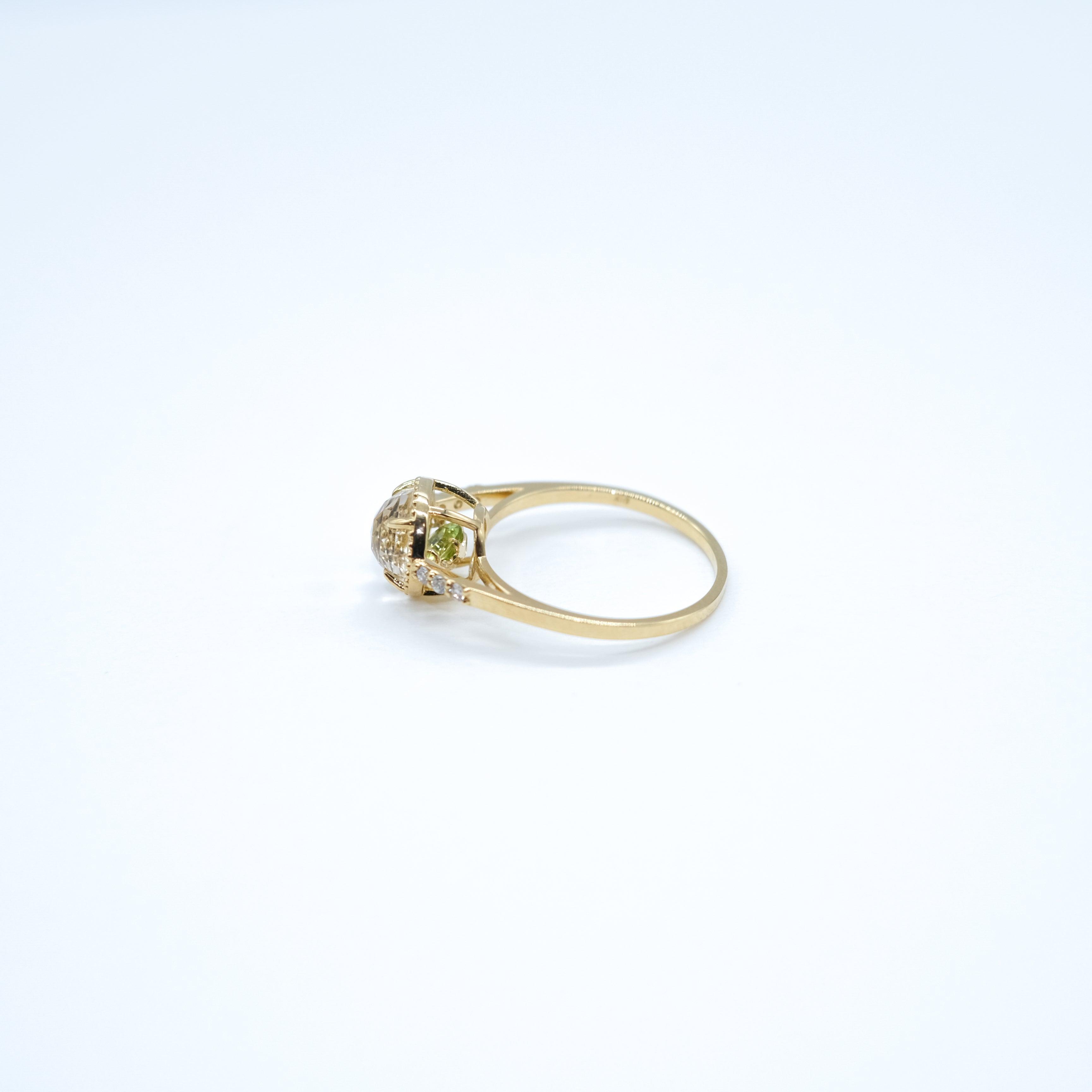 ロッククリスタル/ペリドット K18リング《25H01401》