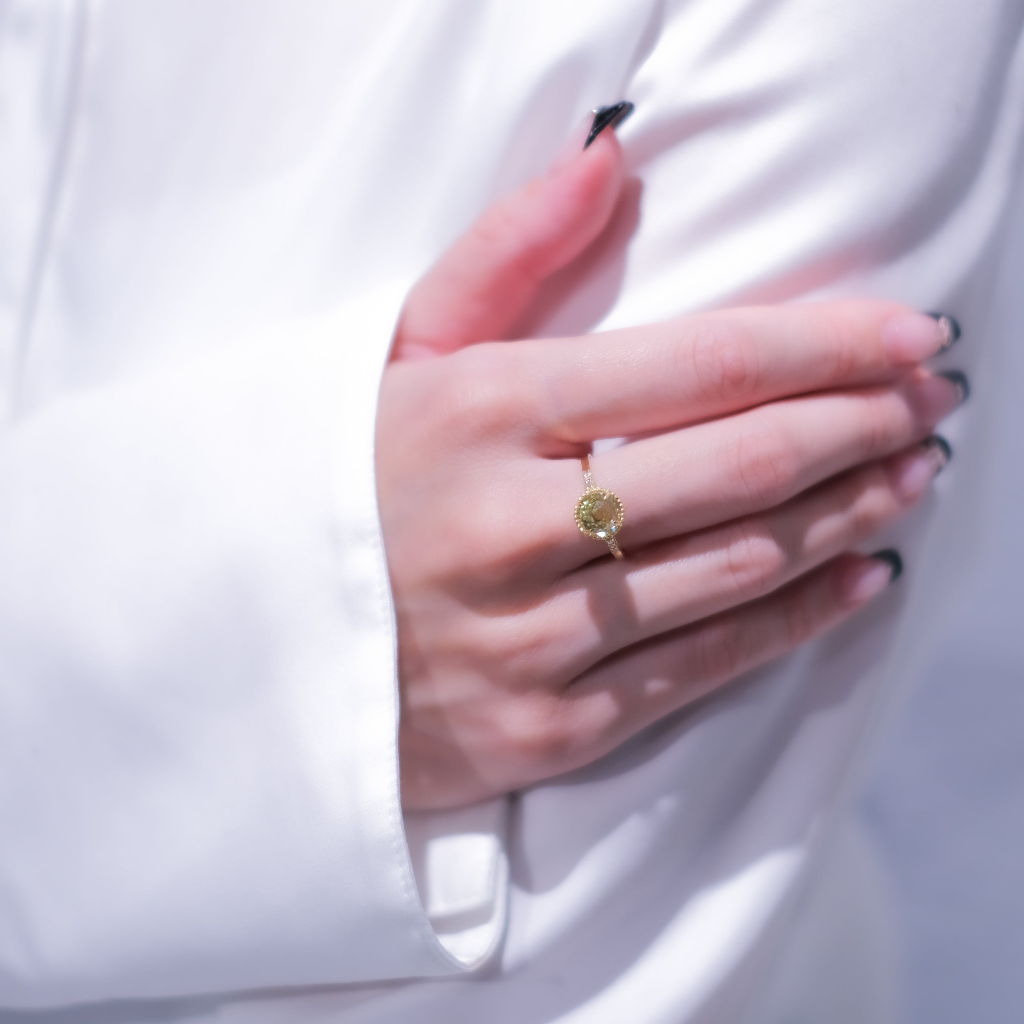 ロッククリスタル/ペリドット K18リング《25H01401》