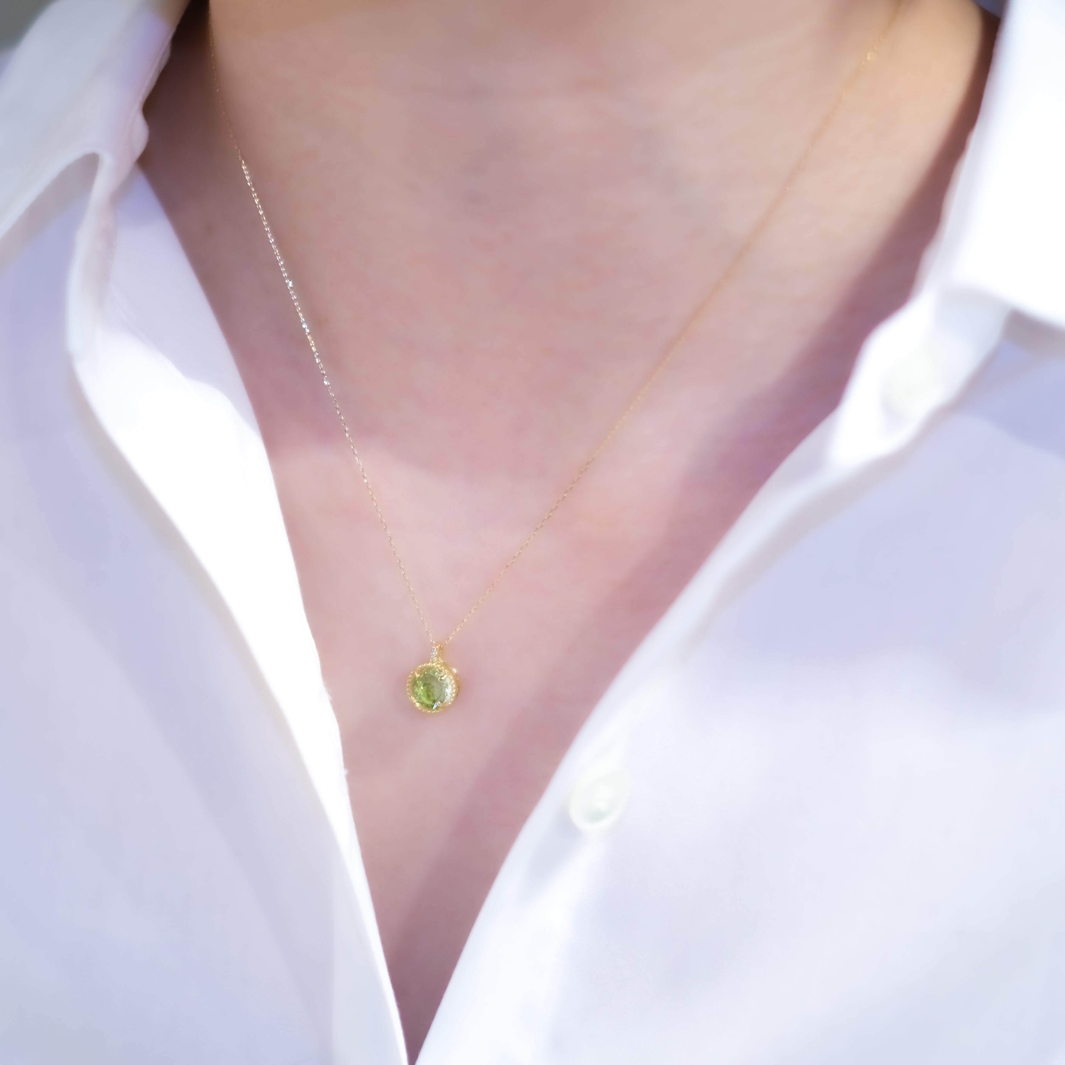 ロッククリスタル/ペリドット K18ネックレス《25H01402》