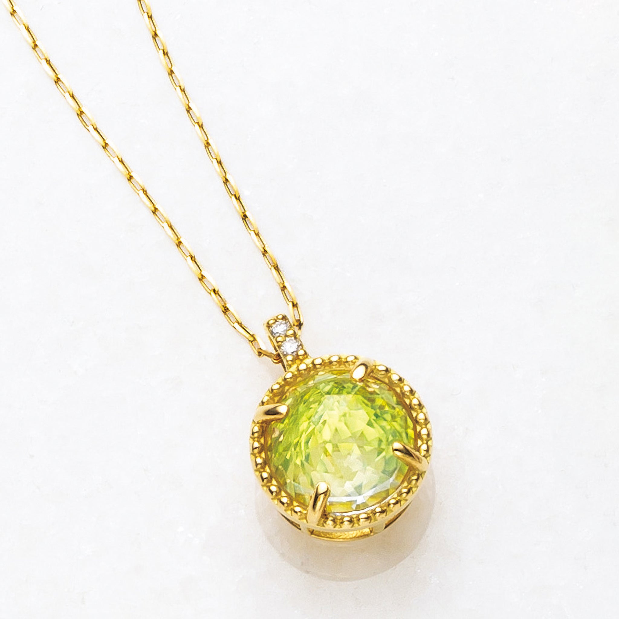 ロッククリスタル/ペリドット K18ネックレス《25H01402》