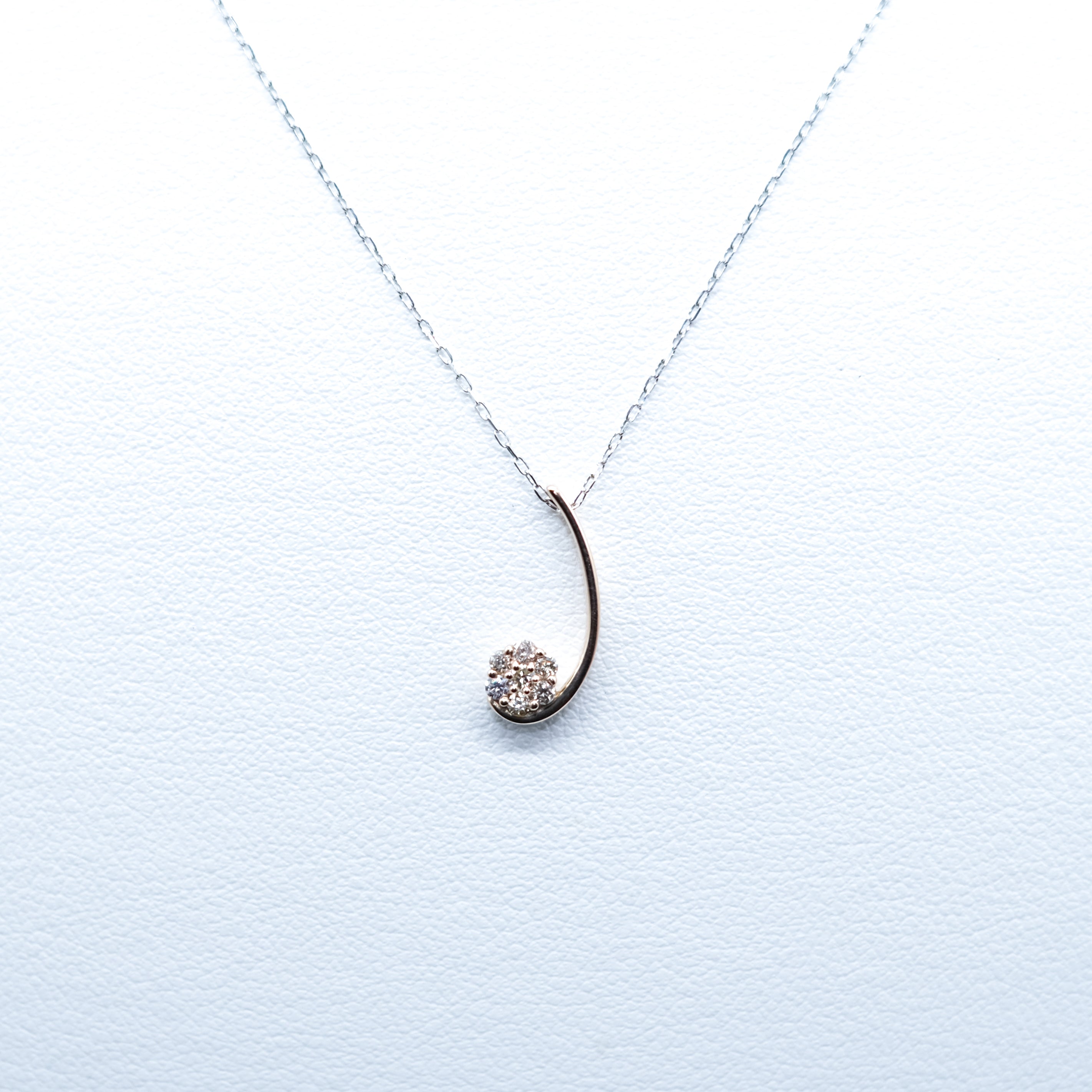 ダイヤモンド K18/プラチナネックレス(フラワーモチーフ/スリーカラー/4月誕生石)《25H01403》