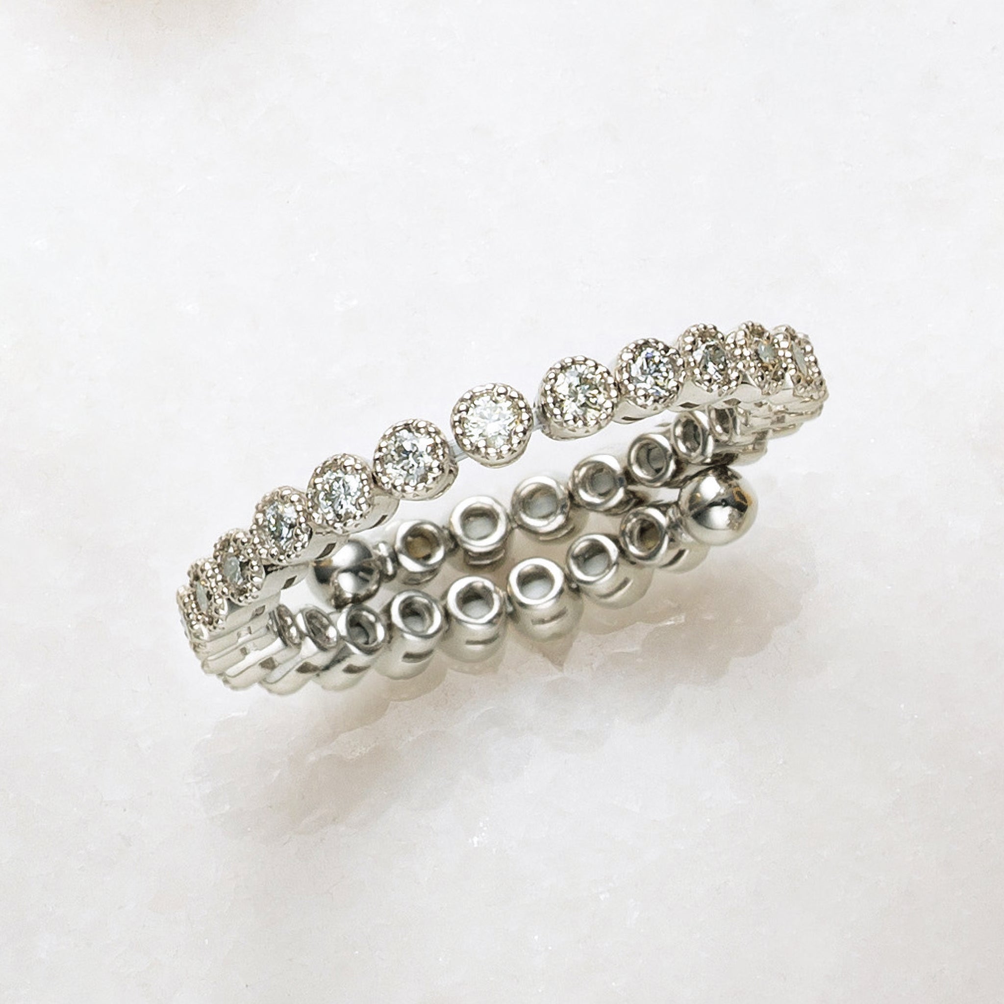 ダイヤモンド プラチナリング(Sサイズ/エタニティ/フリーサイズ/4月誕生石/鑑別書付)《25H01405-S》