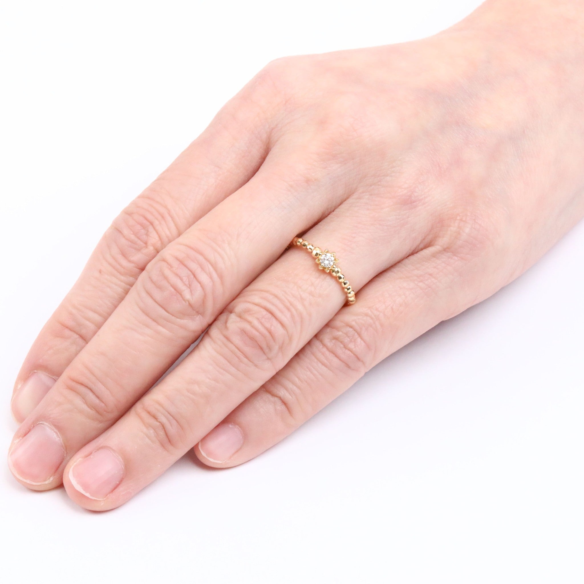 ダイヤモンド K18リング(フリーサイズ/4月誕生石)《25H01407》