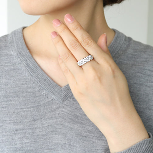 ダイヤモンド プラチナリング(Lサイズ/フリーサイズ/パヴェ/4月誕生石/鑑別書付)《25H01408-L》