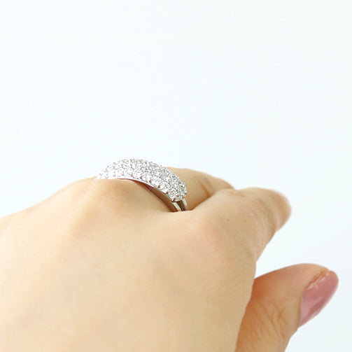 ダイヤモンド プラチナリング(Lサイズ/フリーサイズ/パヴェ/4月誕生石/鑑別書付)《25H01408-L》