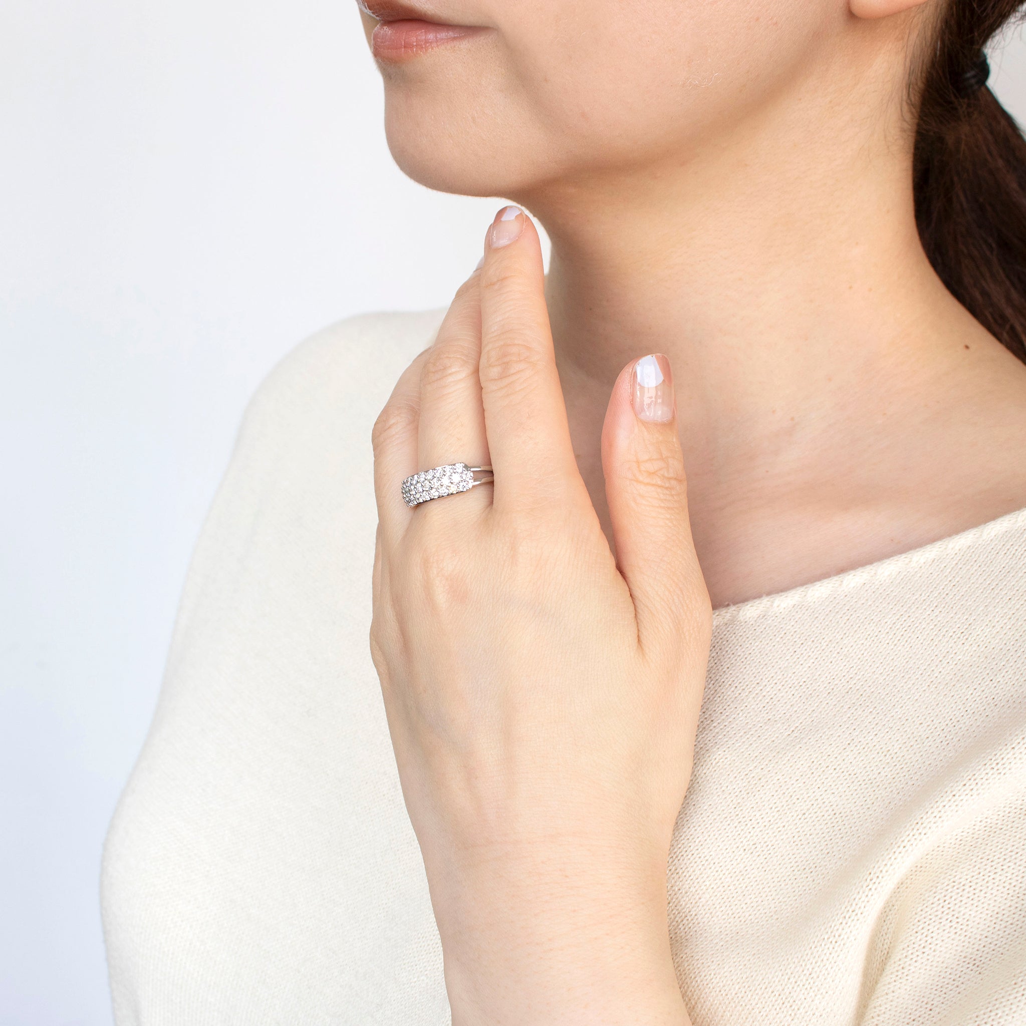 ダイヤモンド プラチナリング(Sサイズ/フリーサイズ/パヴェ/4月誕生石/鑑別書付)《25H01408-S》