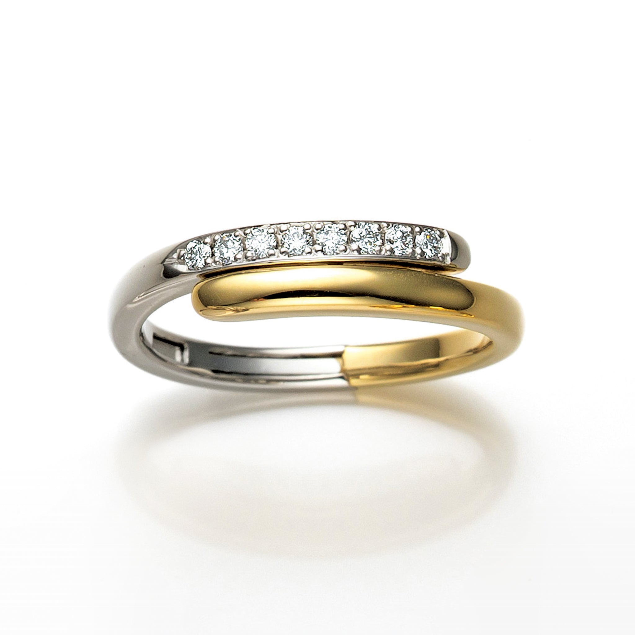 ダイヤモンド プラチナ/K18リング(Mサイズ/フリーサイズ/コンビカラー/4月誕生石)《25H01409-M》