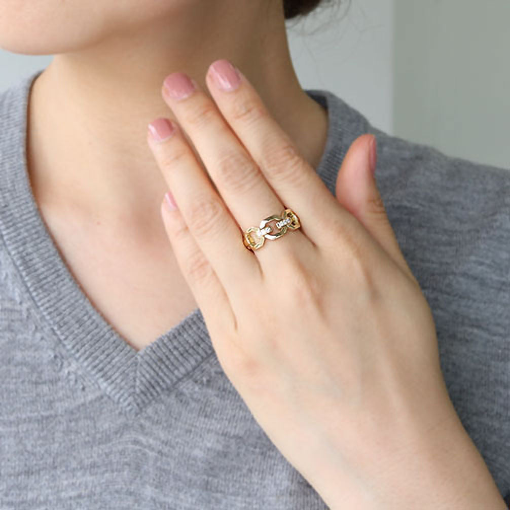 ダイヤモンド K18リング(Mサイズ/フリーサイズ/4月誕生石/鑑別書付)《25H01410-M》