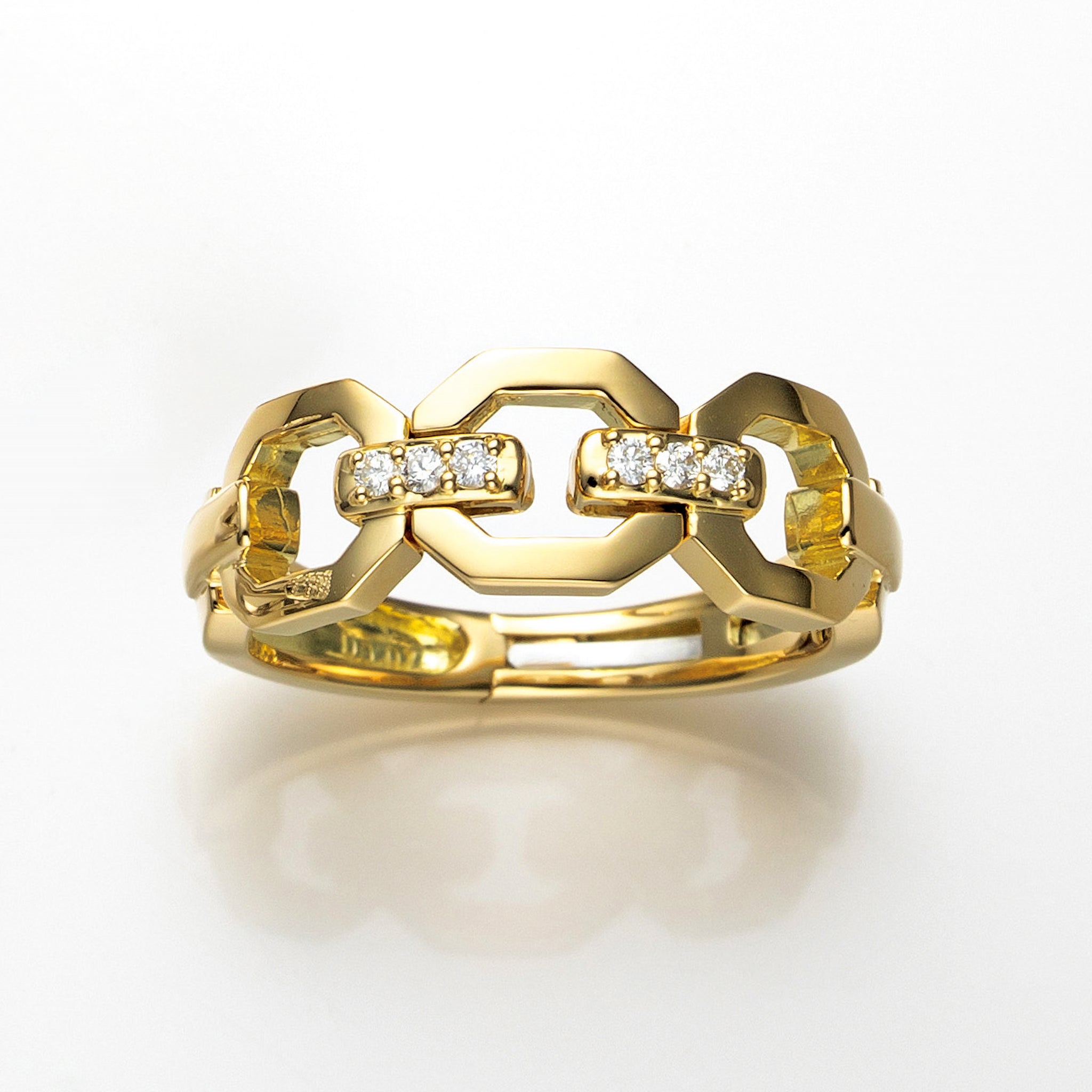 ダイヤモンド K18リング(Mサイズ/フリーサイズ/4月誕生石/鑑別書付)《25H01410-M》