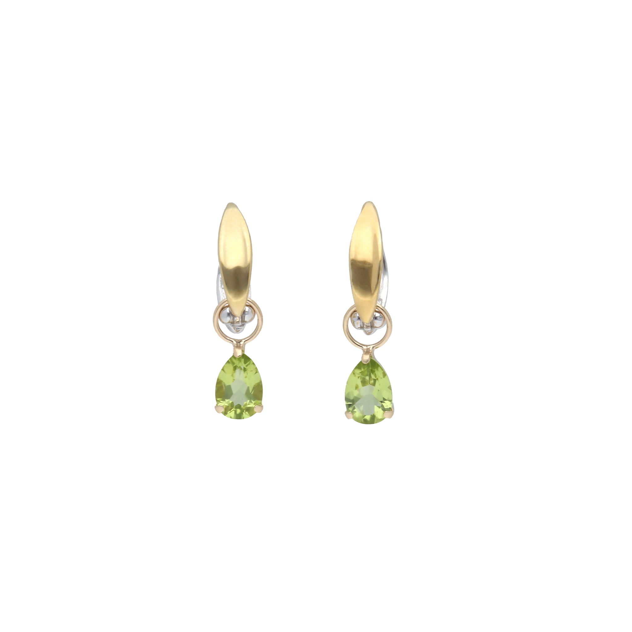 ペリドット K10イヤリング(ピアリング/リバーシブル/コンビカラー/チャーム2点セット/8月誕生石)《25H01501》