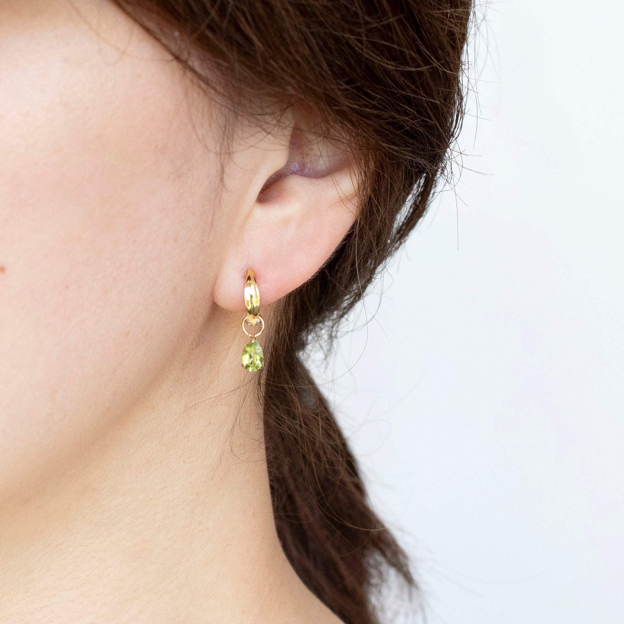ペリドット K10イヤリング(ピアリング/リバーシブル/コンビカラー/チャーム2点セット/8月誕生石)《25H01501》