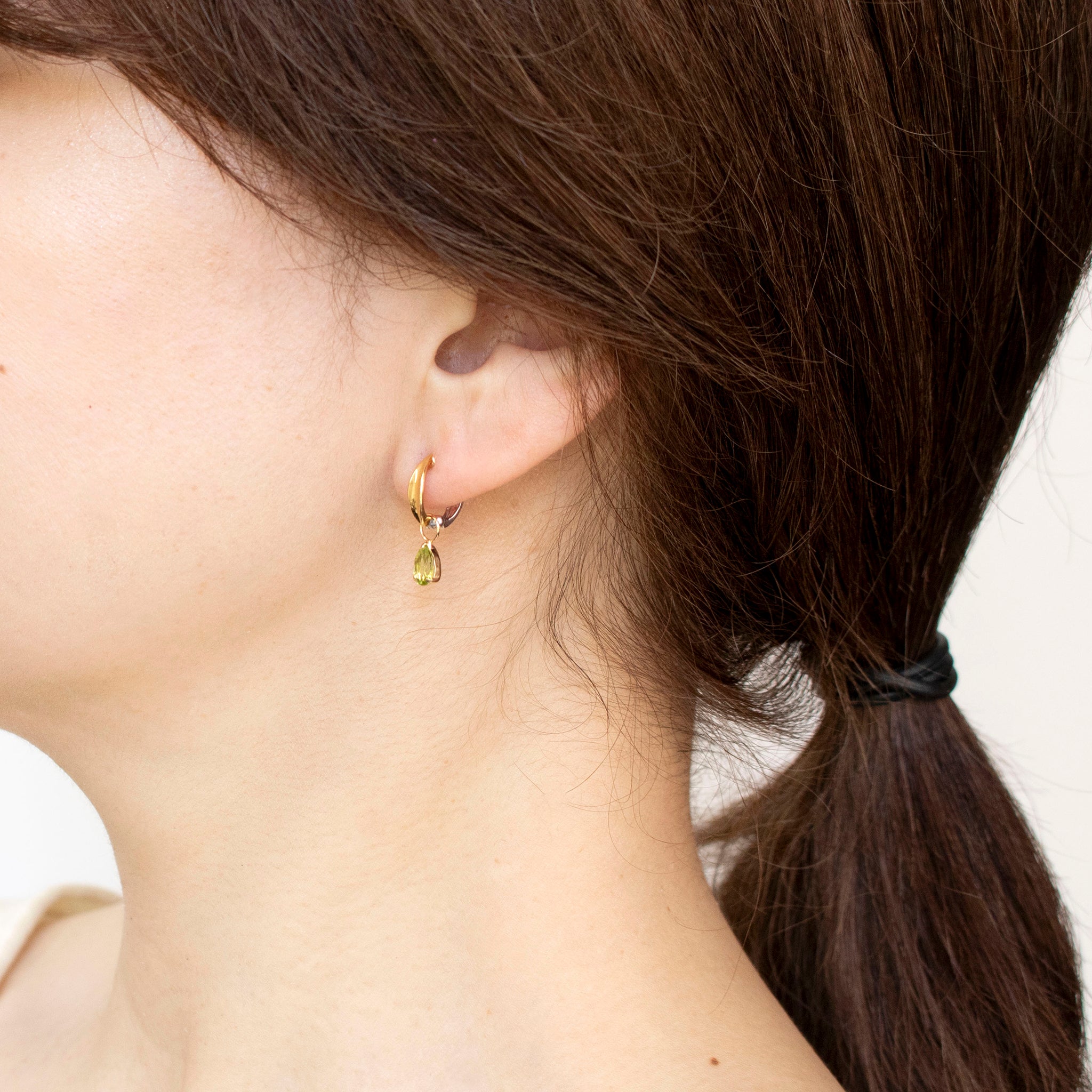 ペリドット K10イヤリング(ピアリング/リバーシブル/コンビカラー/チャーム2点セット/8月誕生石)《25H01501》