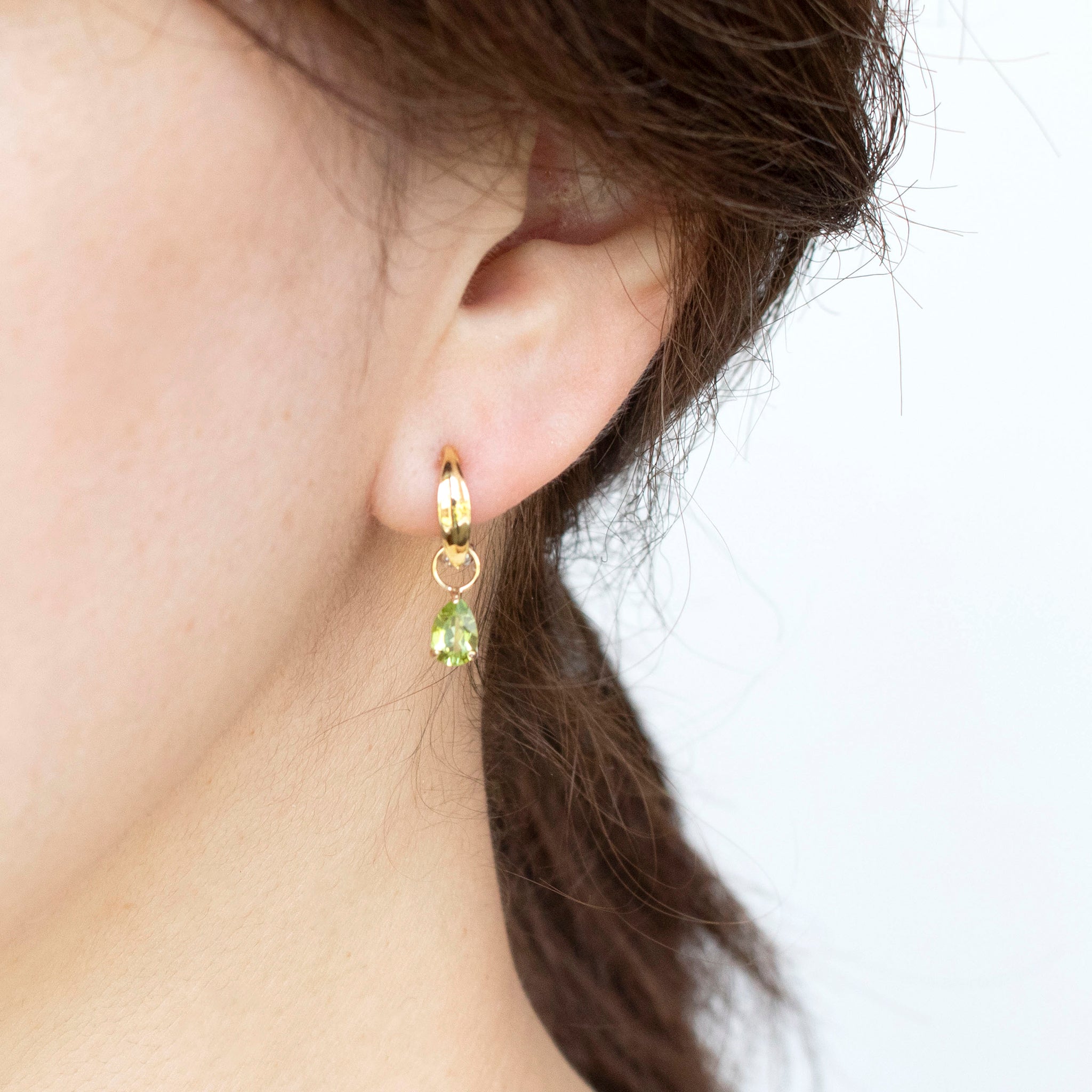 ペリドット K10イヤリング(ピアリング/リバーシブル/コンビカラー/チャーム2点セット/8月誕生石)《25H01501》